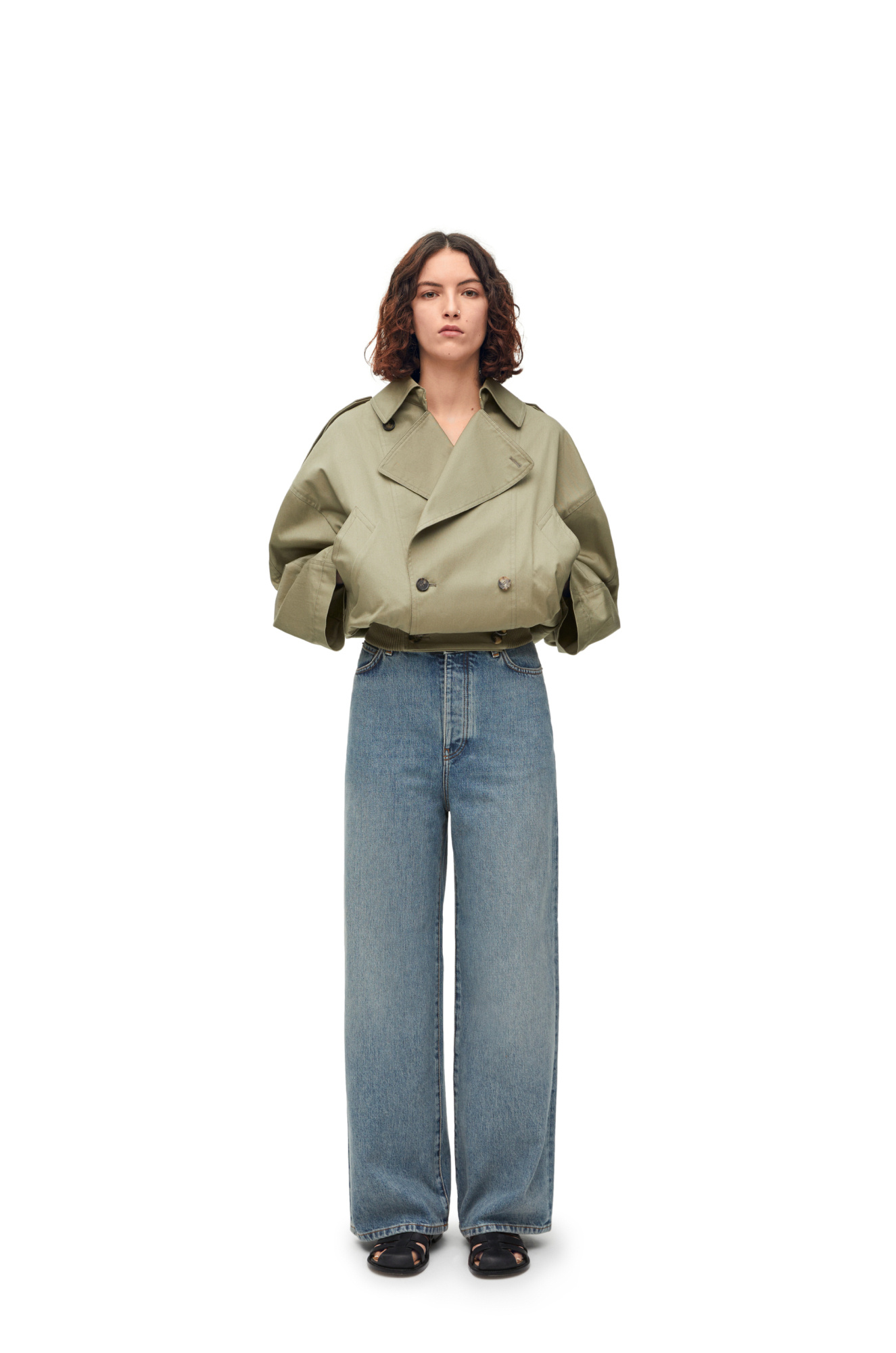 Loewe High Waist Denim Trousers In Gray