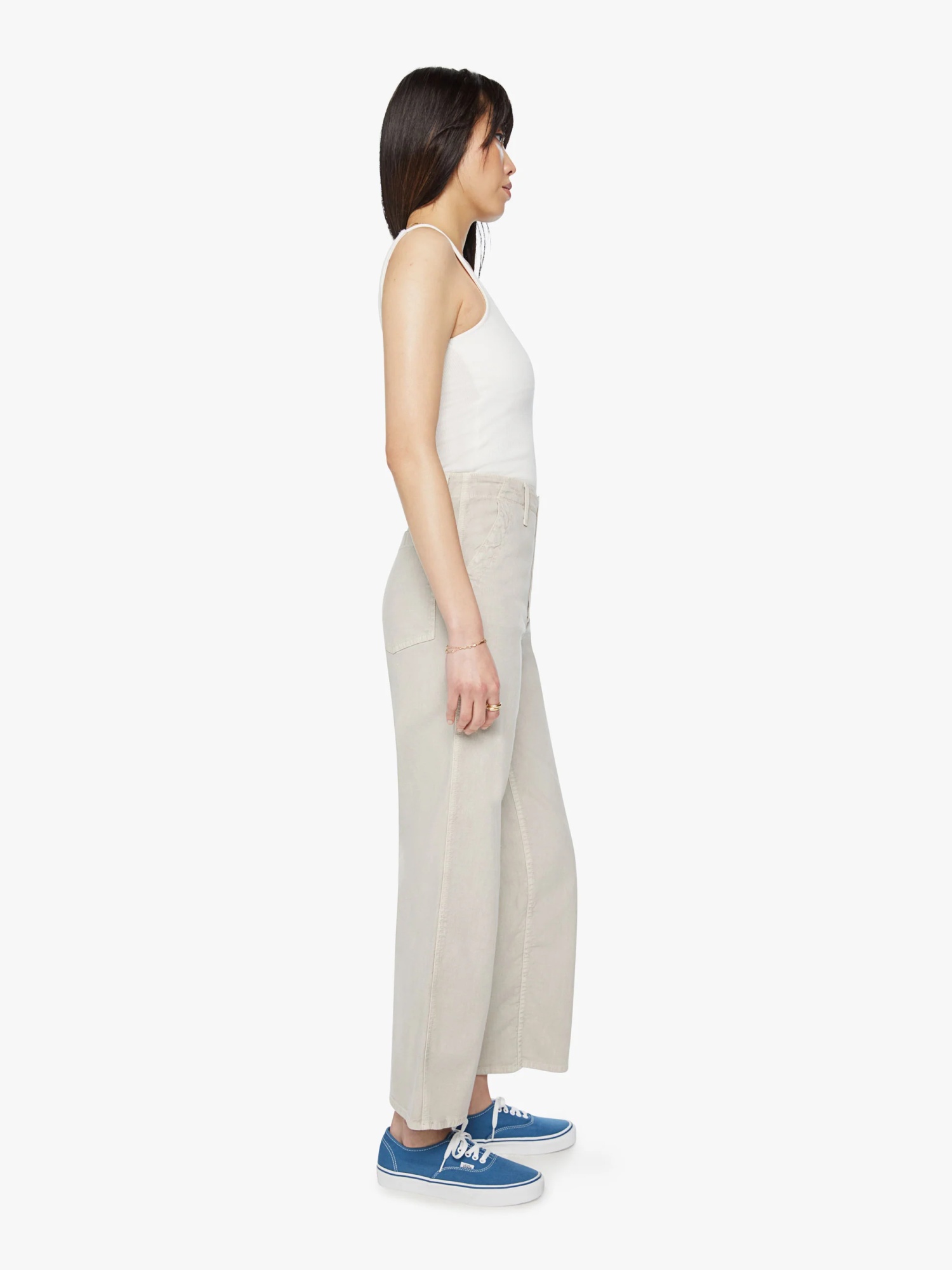 Mother The Major Zip Ankle Oat Oatmeal Pants In White