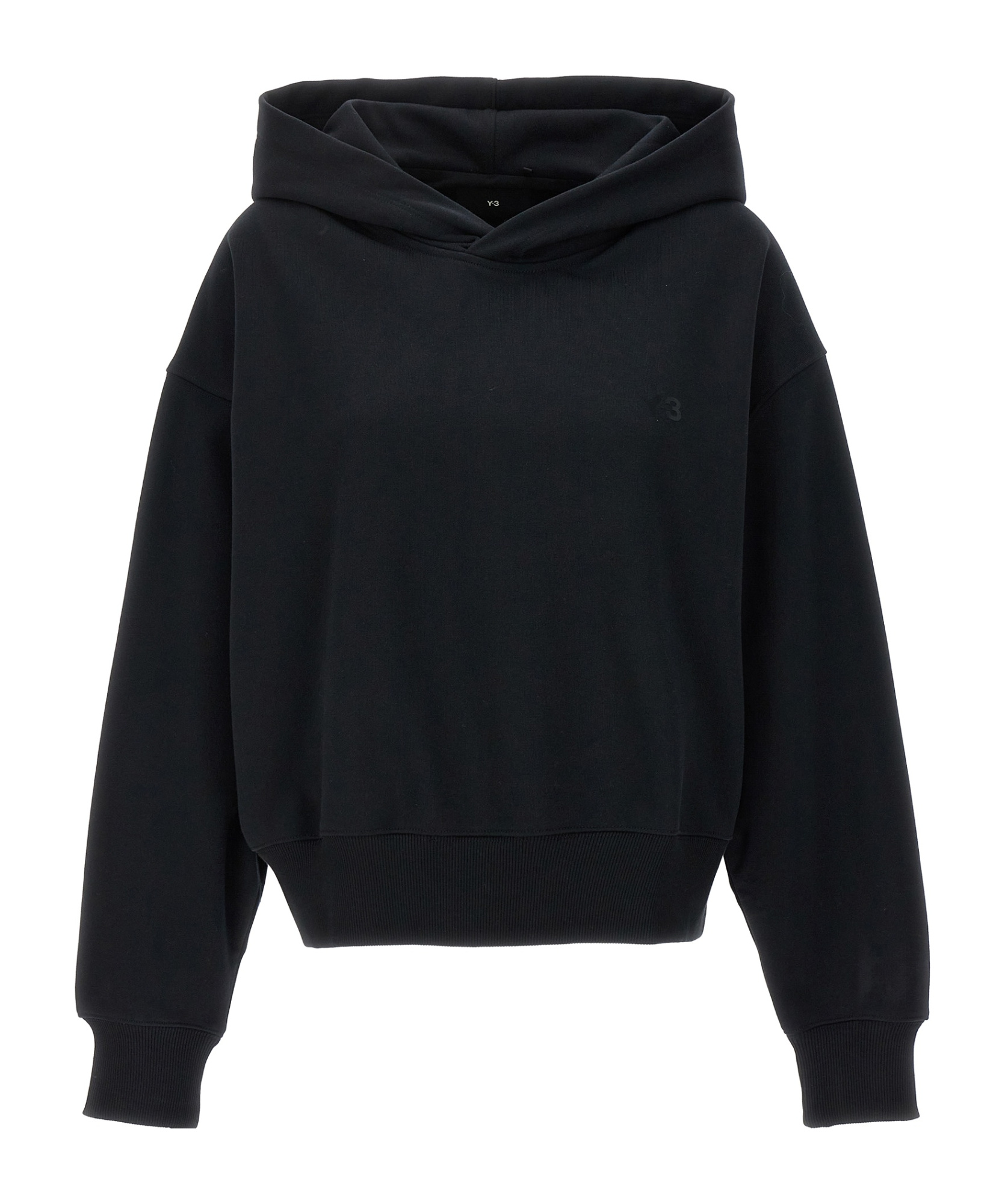 Y-3 Oversized Terry Hoodie With Ribbed Cuffs In Black