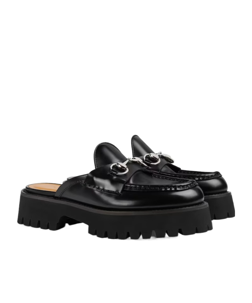 Gucci Horsebit Leather Mules In Black