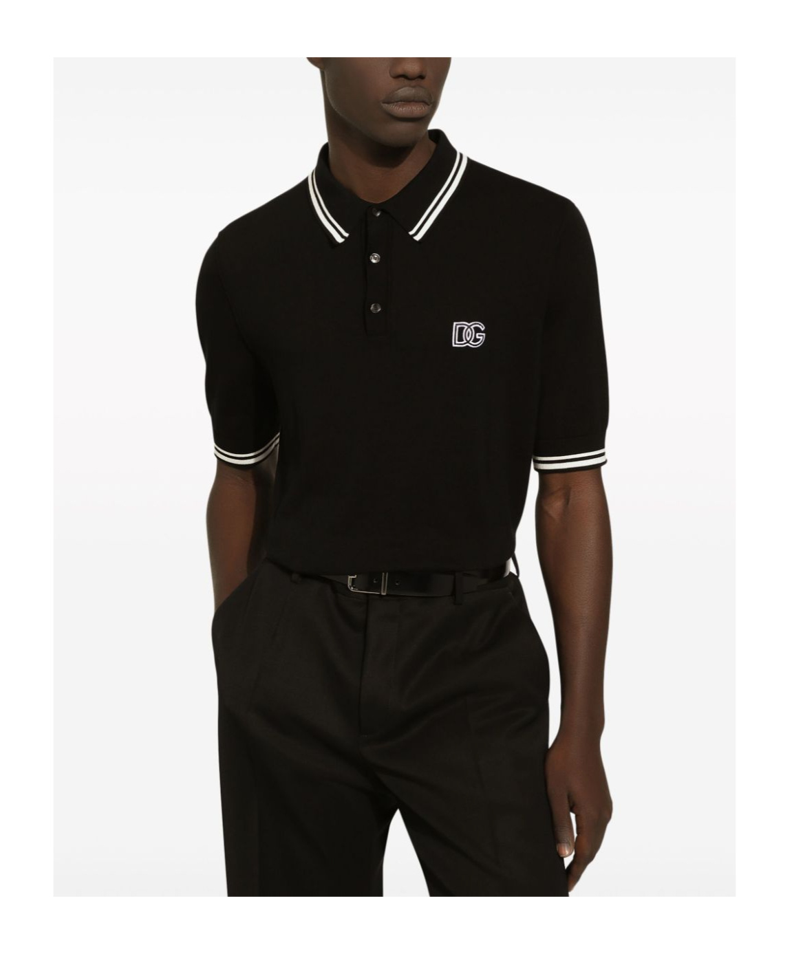 Dolce & Gabbana Logo-embroidered Polo T-shirt In Black