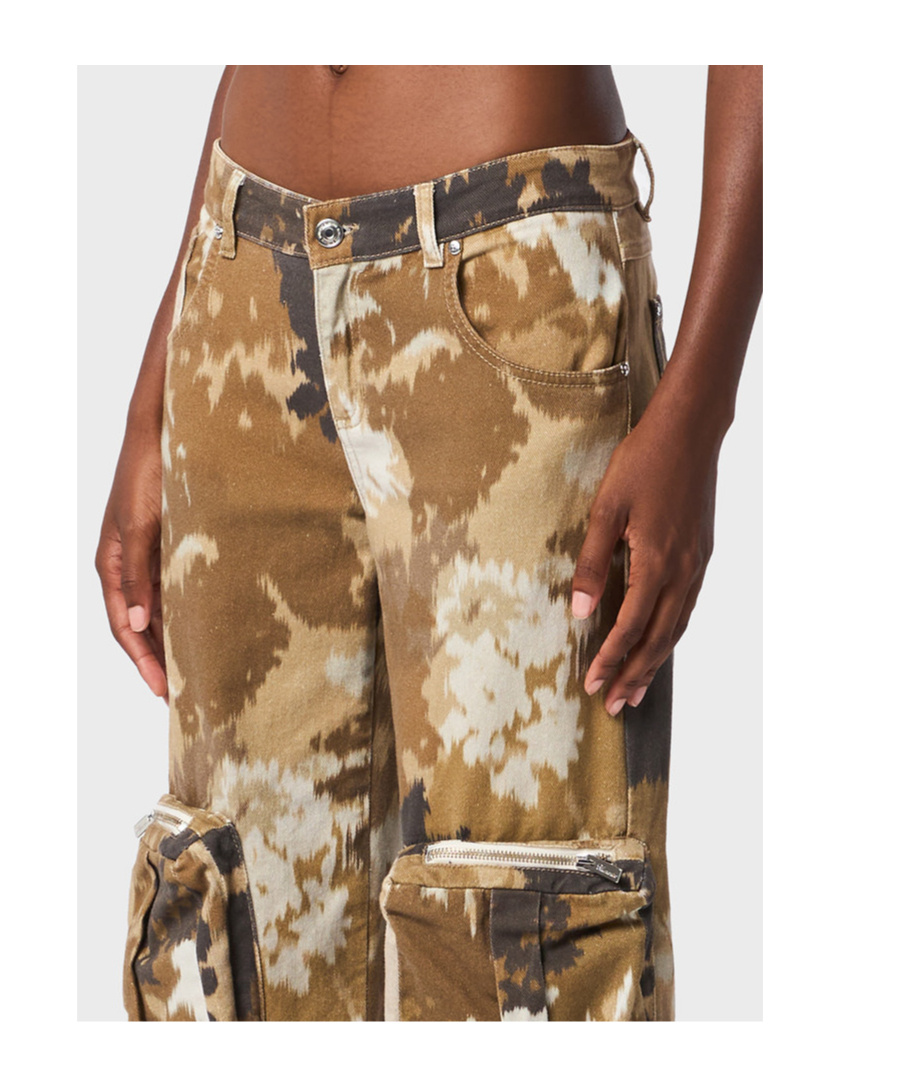 Blumarine Multicolor Cargo Pants With Camouflage Motif In Stretch Cotton Woman In Green