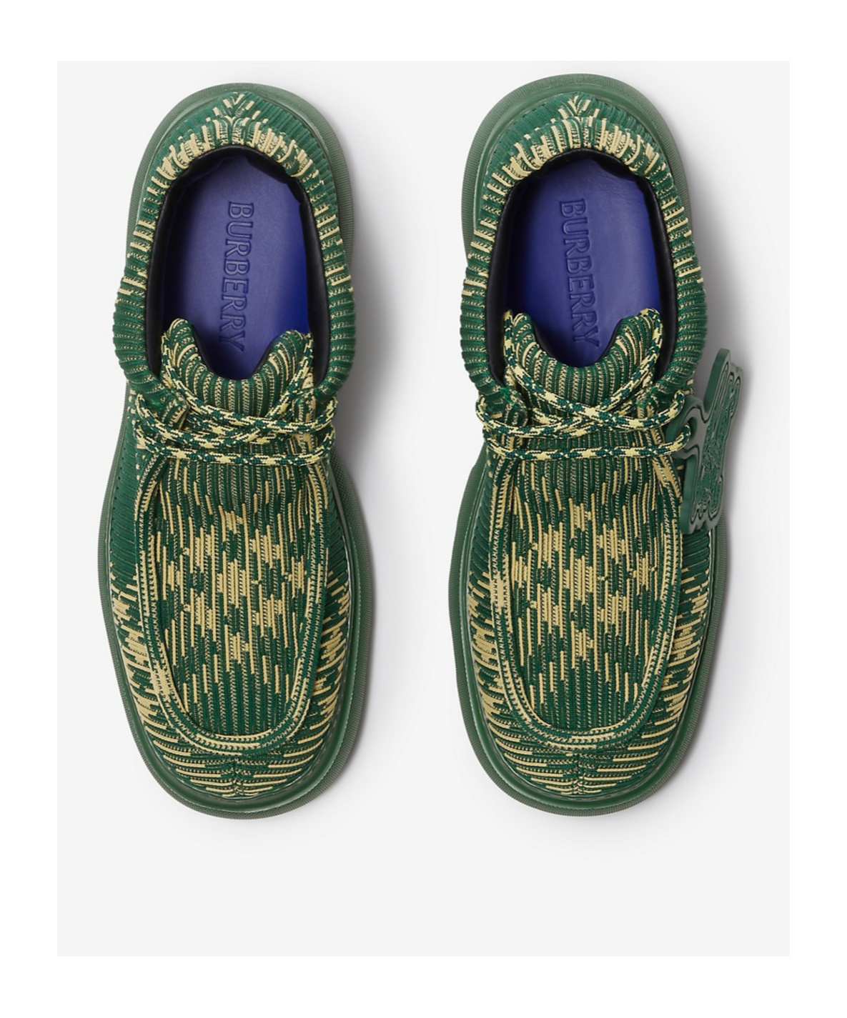 Burberry Embroidered Fabric Creeper Lace-up Shoes In Green