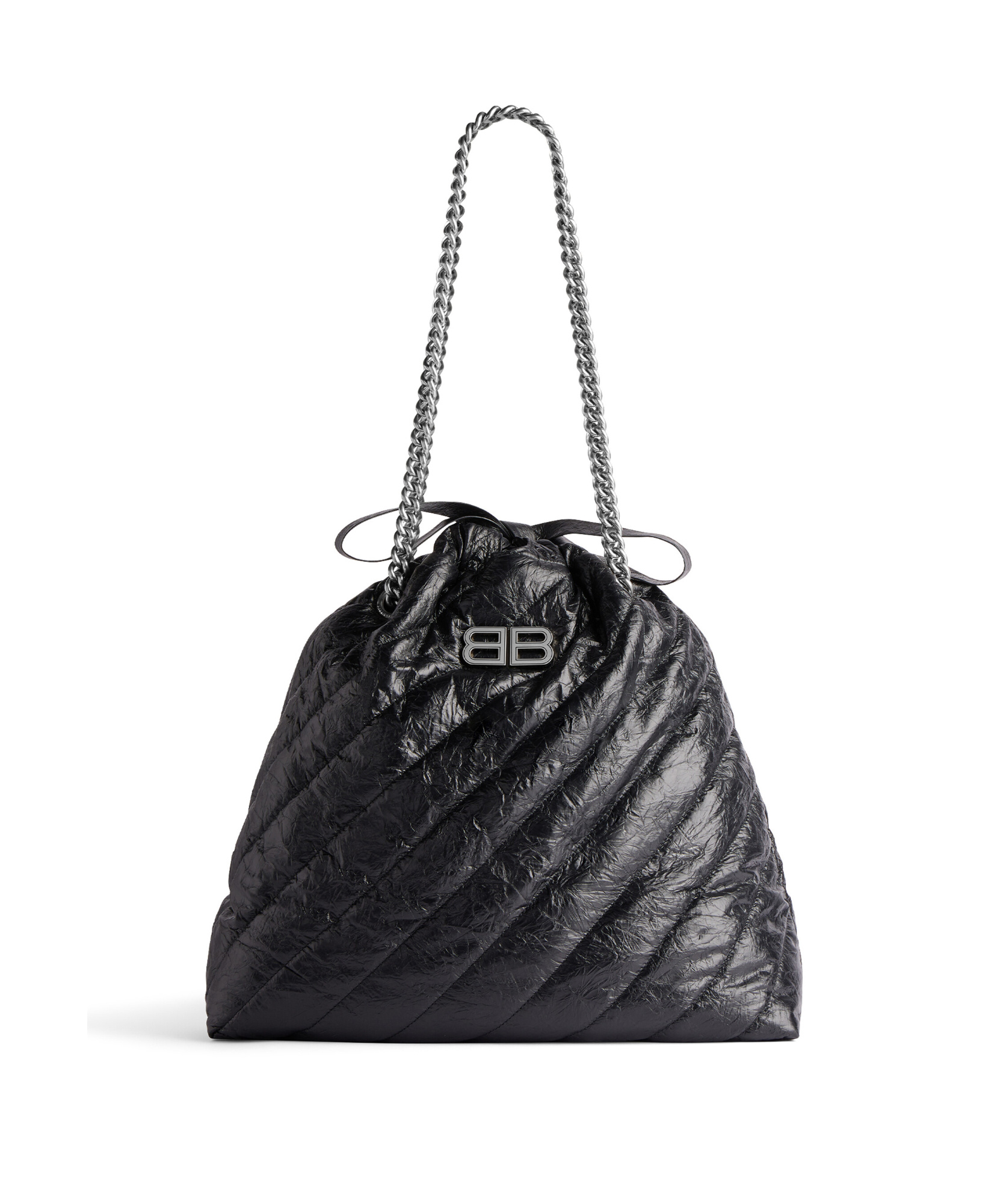 Balenciaga Women's Crush Small Tote Bag Quilted In Black In Black