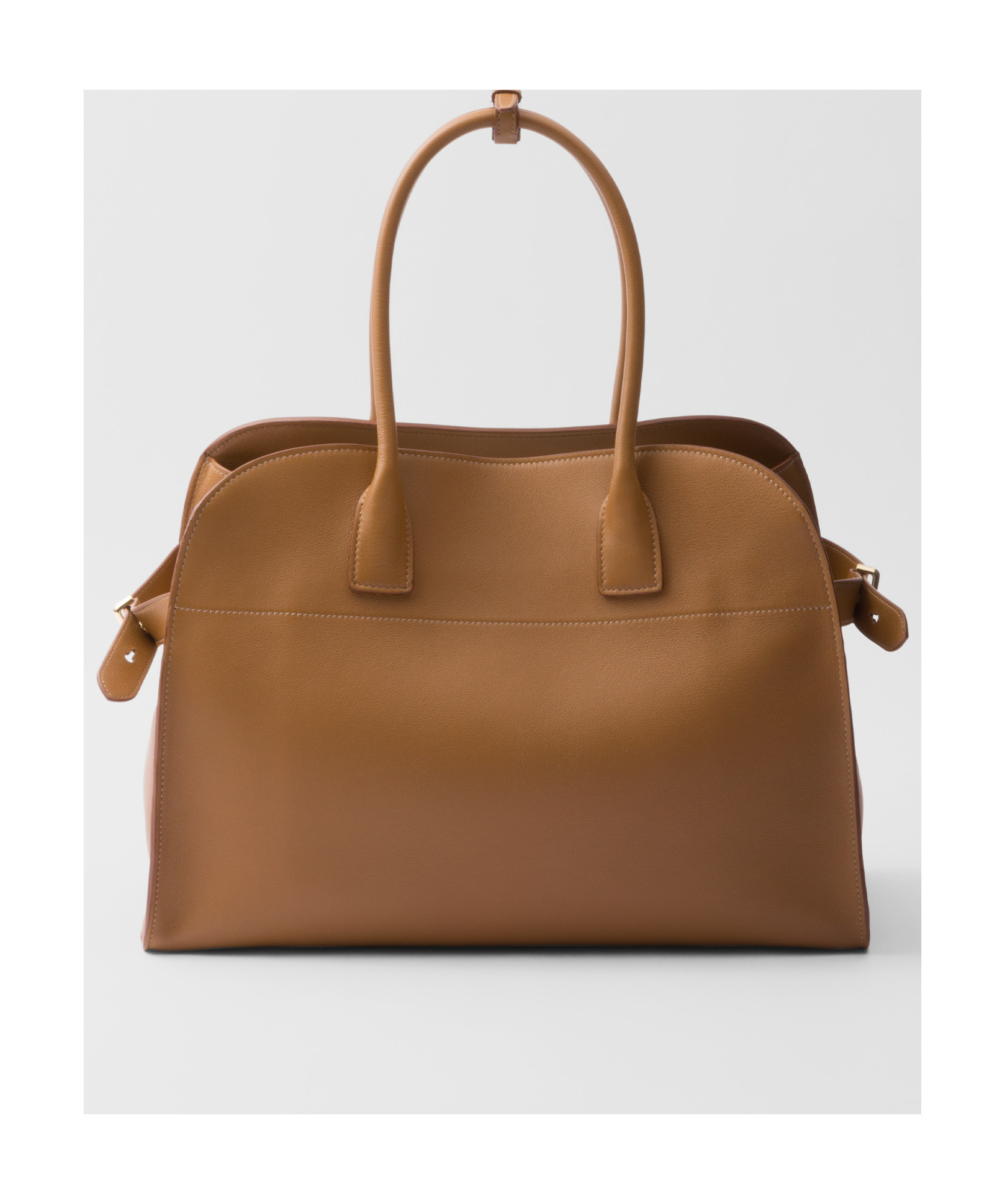 Prada Logo-lettering Leather Tote Bag In Brown