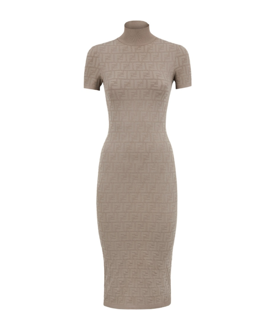 Fendi Dove Grey Ff Viscose Dress In Nude