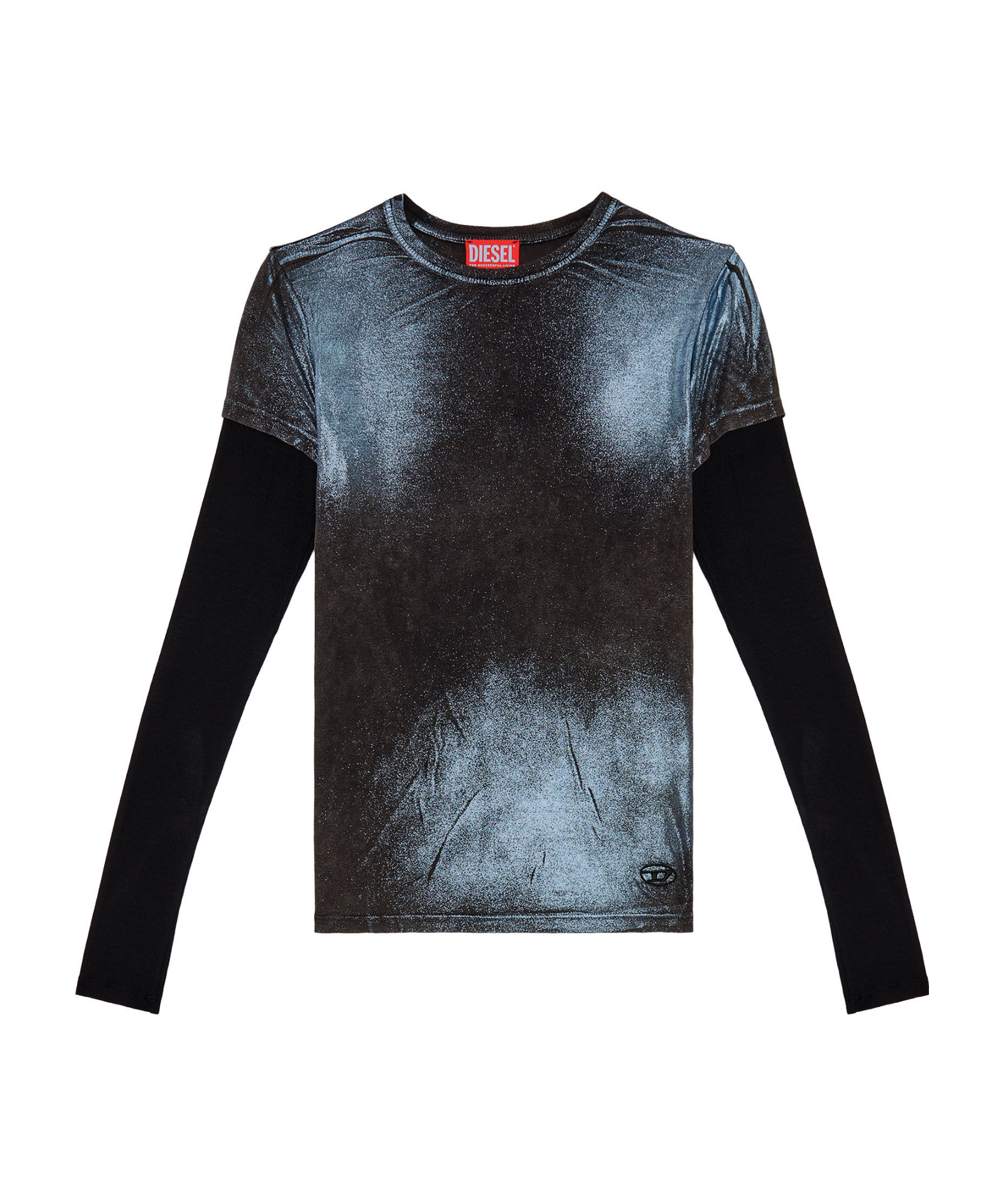 Shop Diesel T-miwa Layered Acid-wash T-shirt In Black