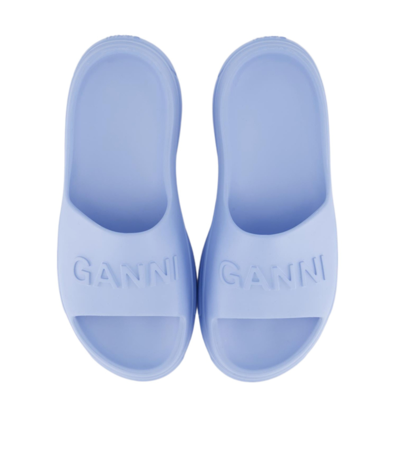 Ganni Round Toe Slippers In Blue