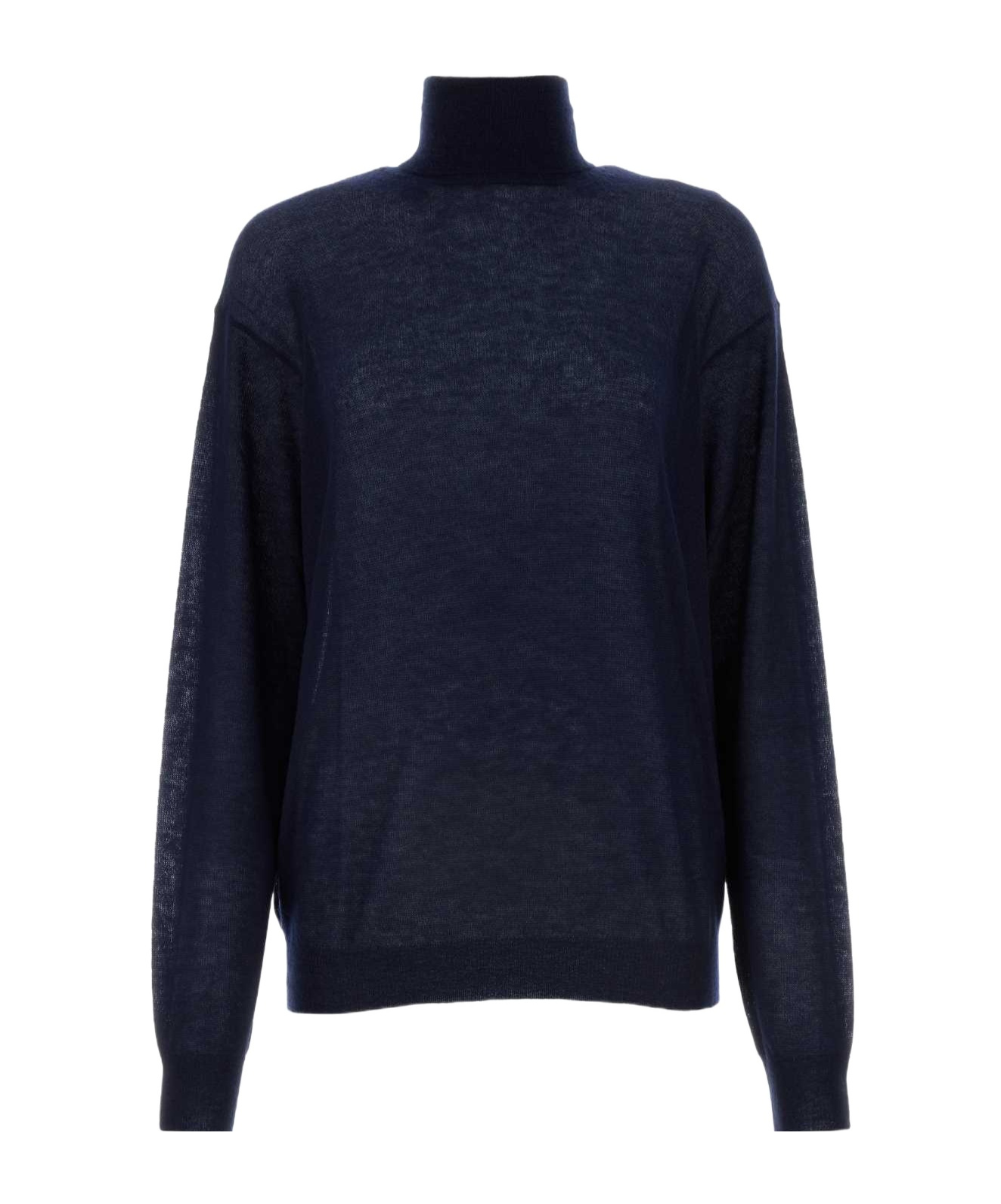 Prada Navy Blue High Neck Sweater In Blue