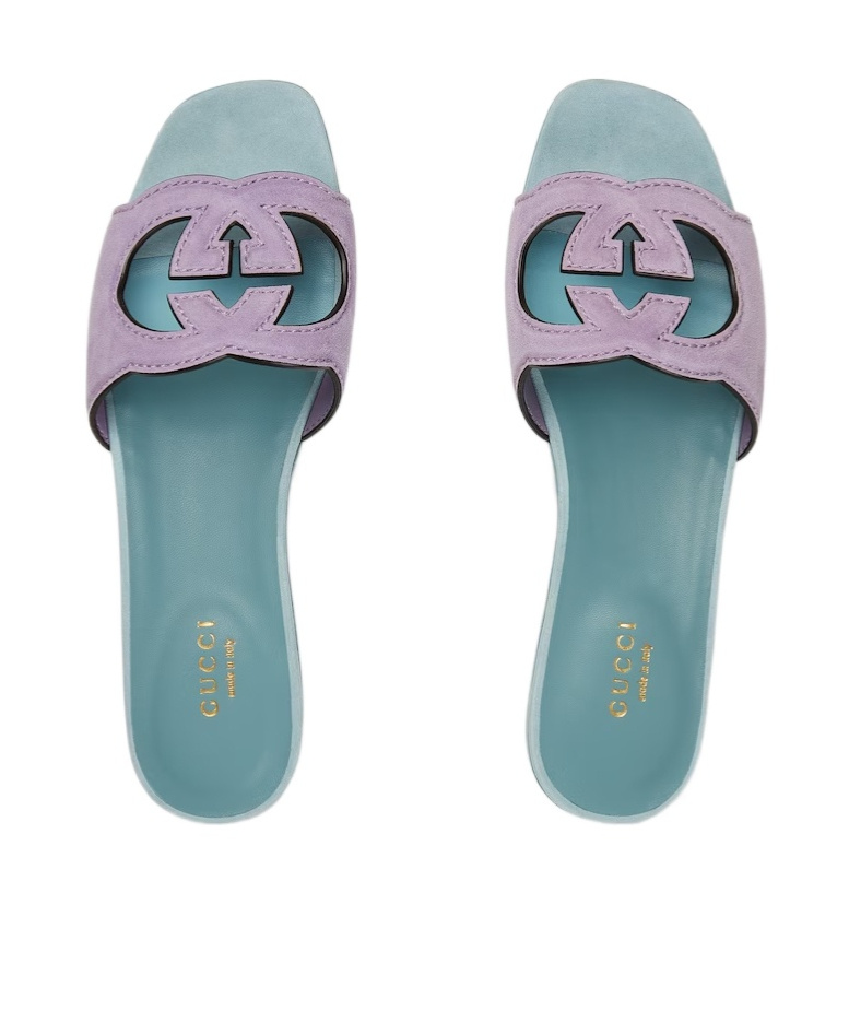 Gucci Interlocking Gg Cut-out Leather Sandals In Multi
