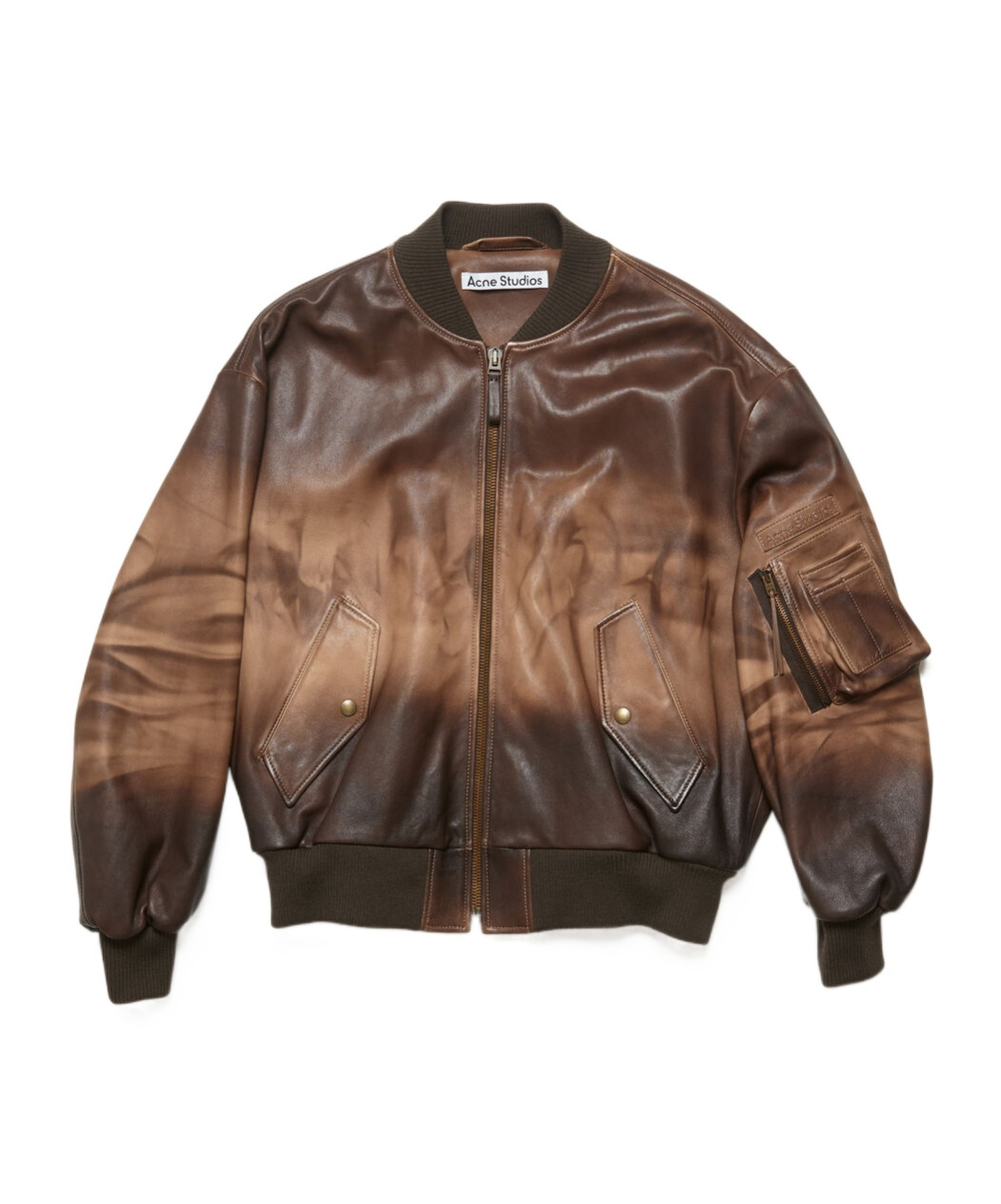 Acne Studios Lastro Leather Bomber Jacket In 700 Brown