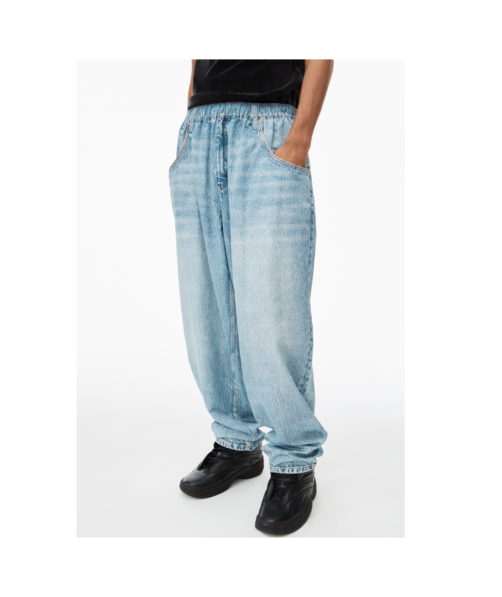 Shop Alexander Wang Elasticated Waist Jeans In Blue