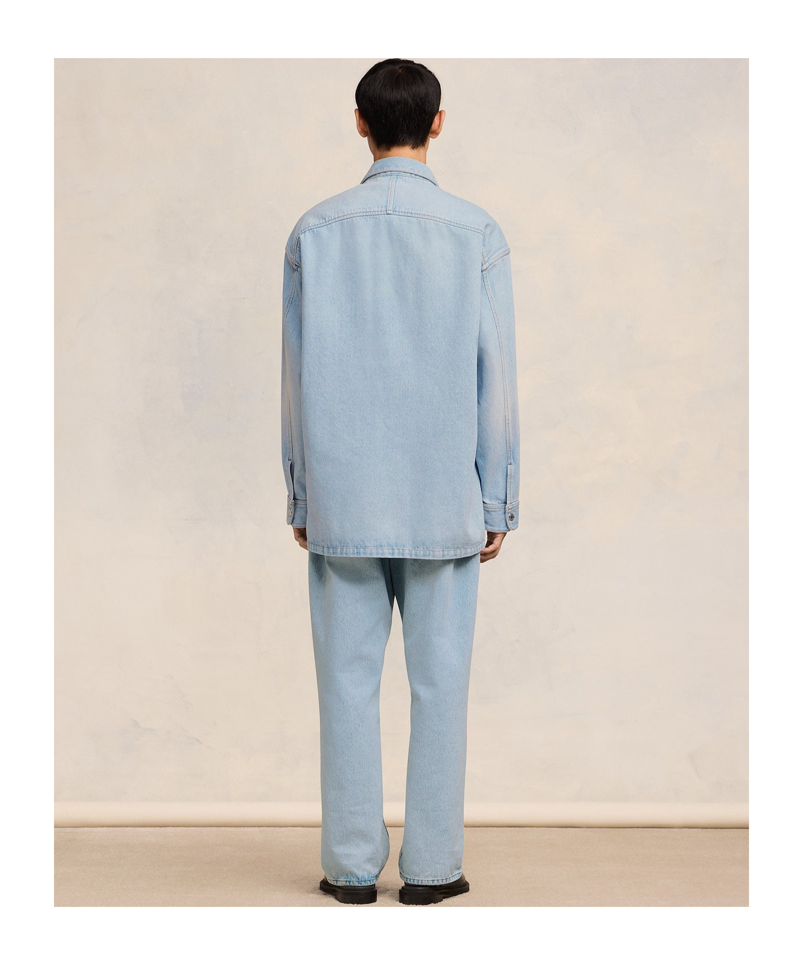 Ami Alexandre Mattiussi Ami De Coeur Denim Jacket In Gray