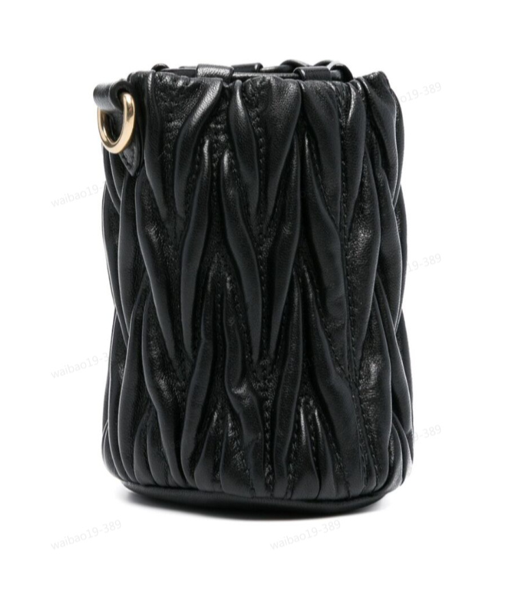 Miu Miu Mini Matelasse Quilted Shoulder Bag In Black