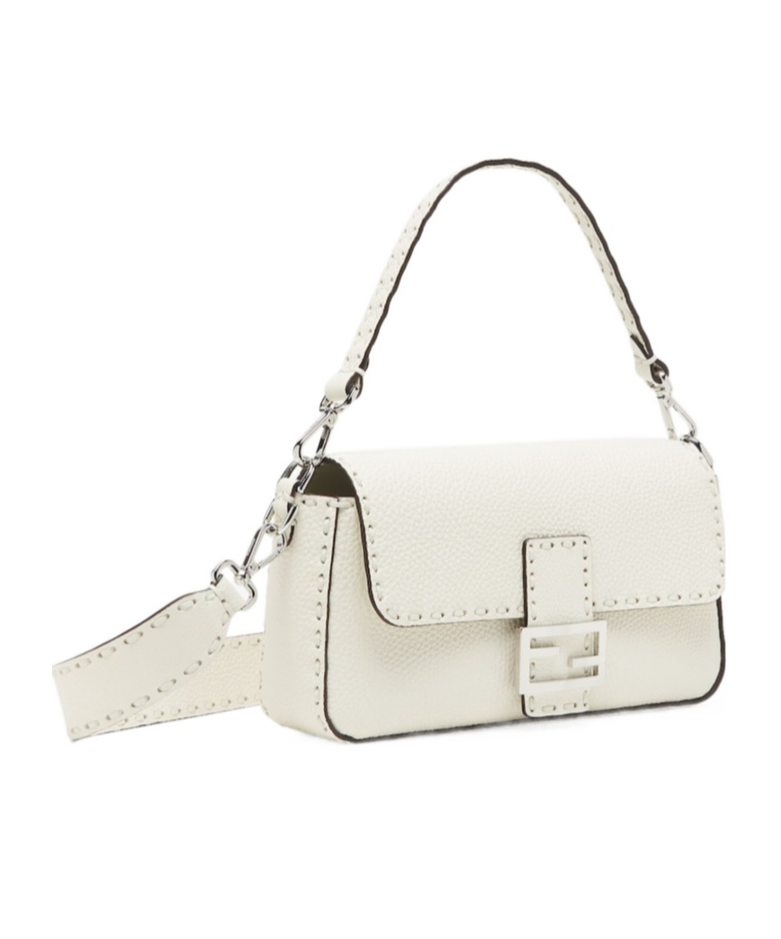 Shop Fendi Ice White Selleria Bag With 612 Hand-sewn Topstitches