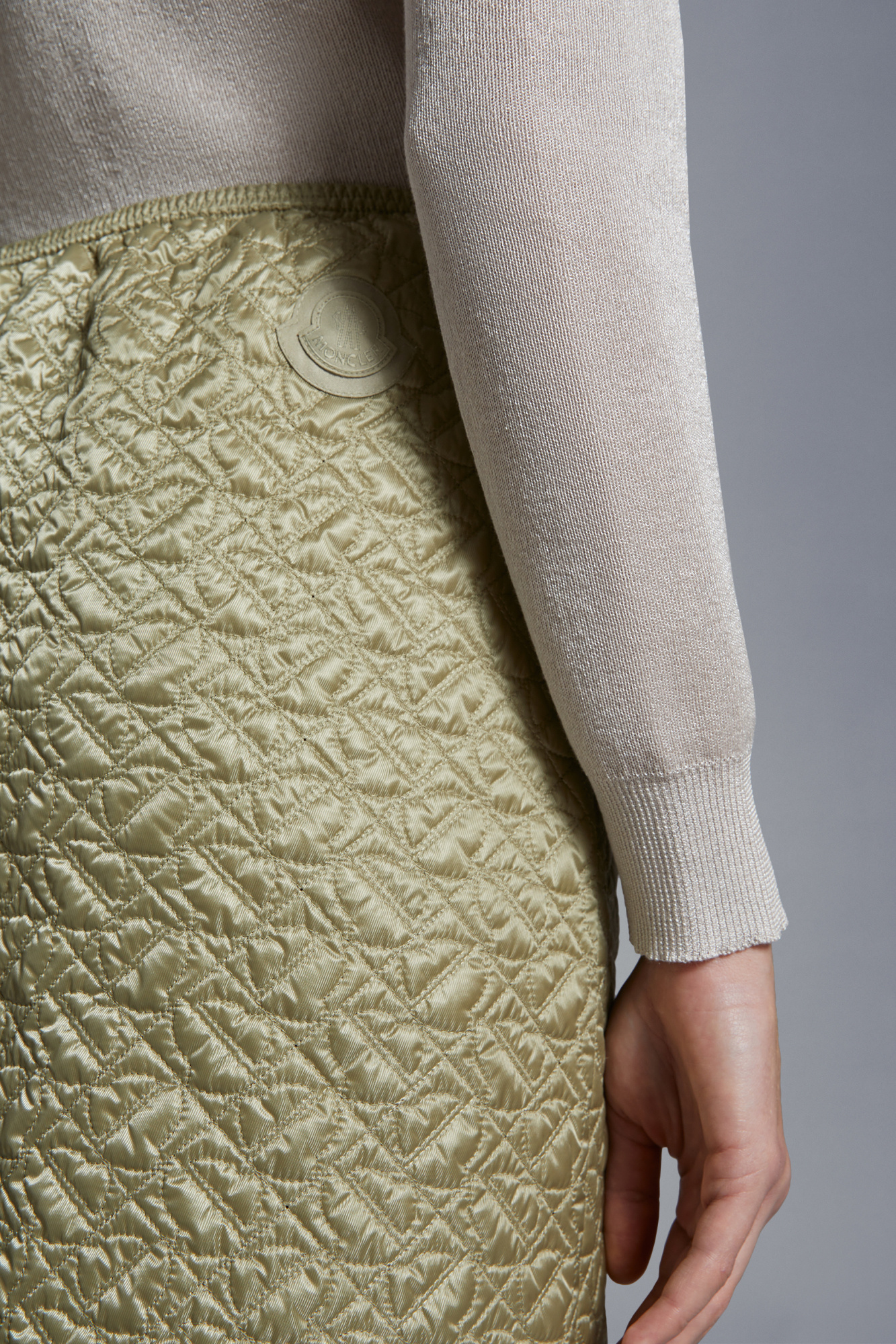 Moncler Quilted Midi Skirt In Nude