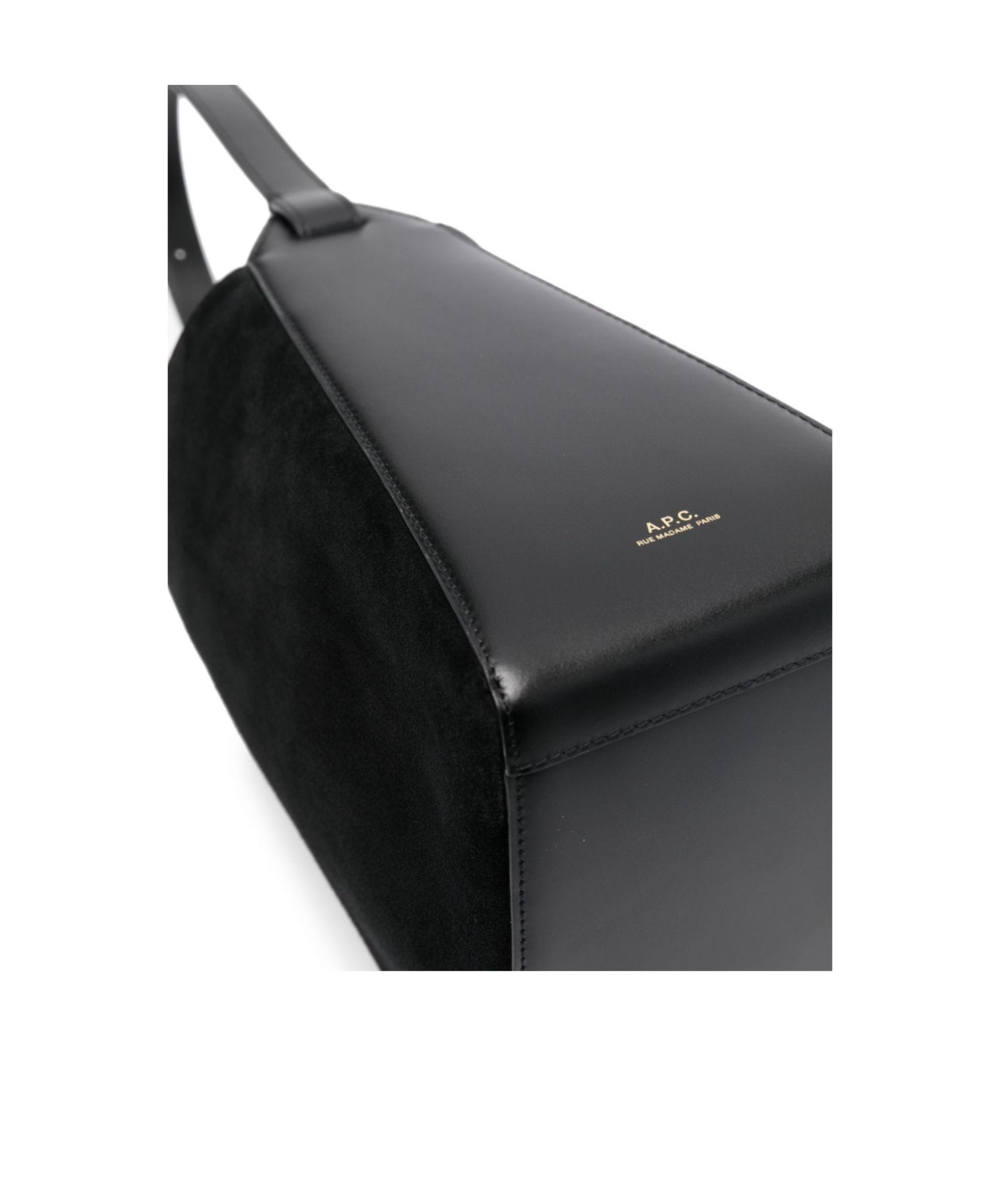 Apc 'virginie' Black Bucket Bag With Shoulder Strap And Top Adjustable Handle In Leather Woman In Black