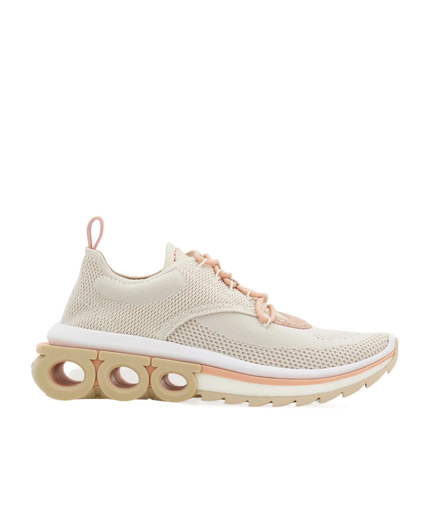 Ferragamo Mesh Perforated Pull Tab Rubber Sole Sneakers In Gray