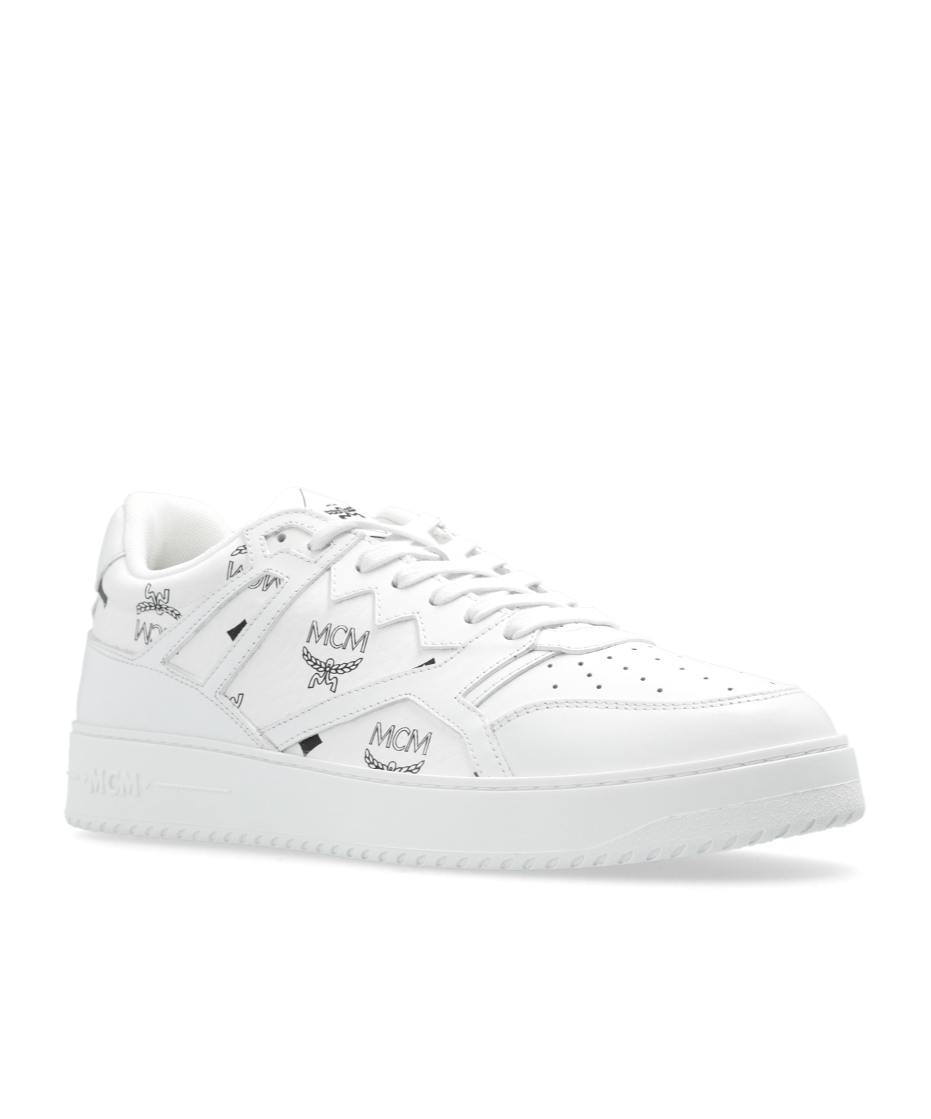 Mcm Terrain Canvas Printed Sneakers In White