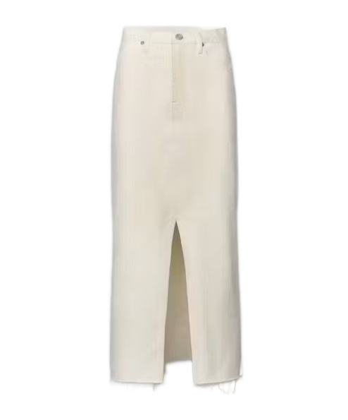 Frame The Midaxi Skirt Angled Seam Raw After Ecru Denim In White