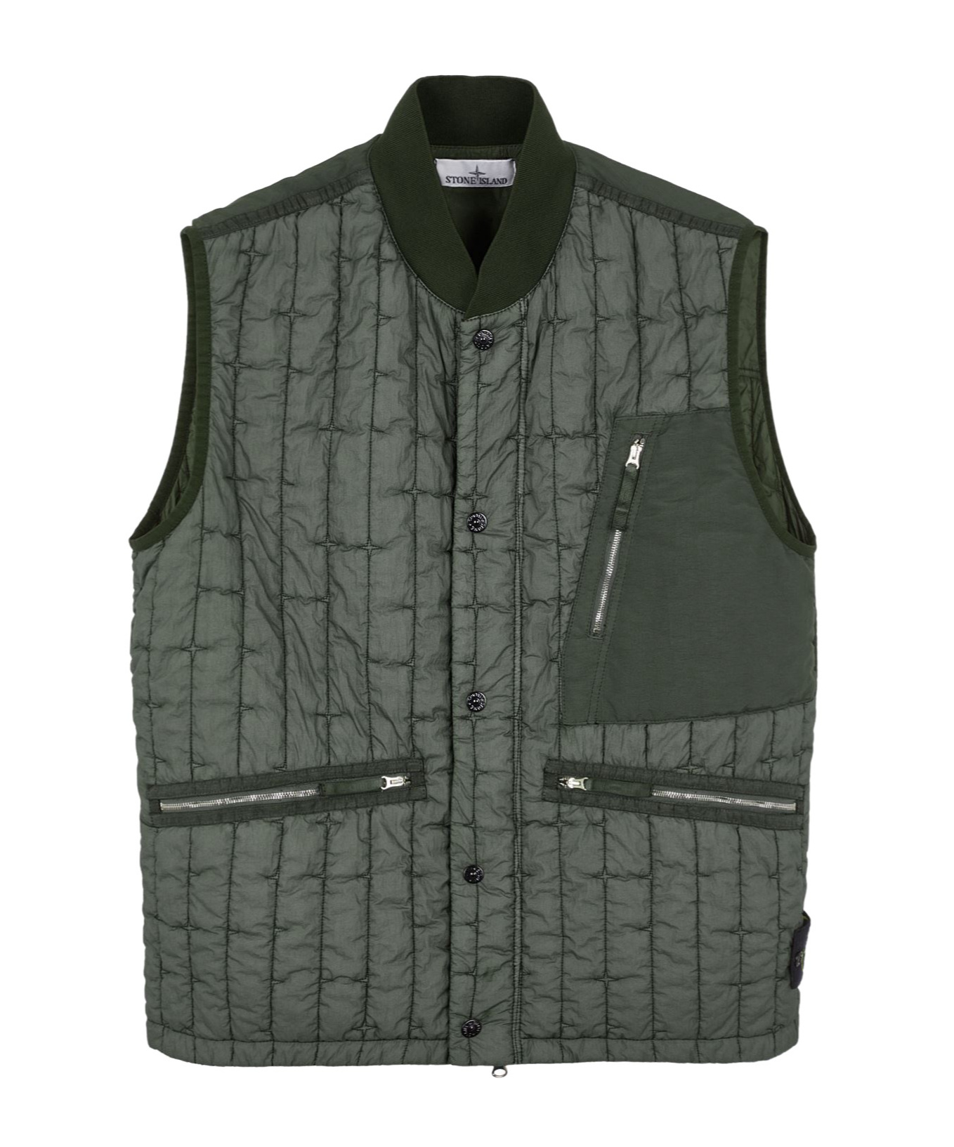 Stone Island Stella Quilted Padded Gilet In Green