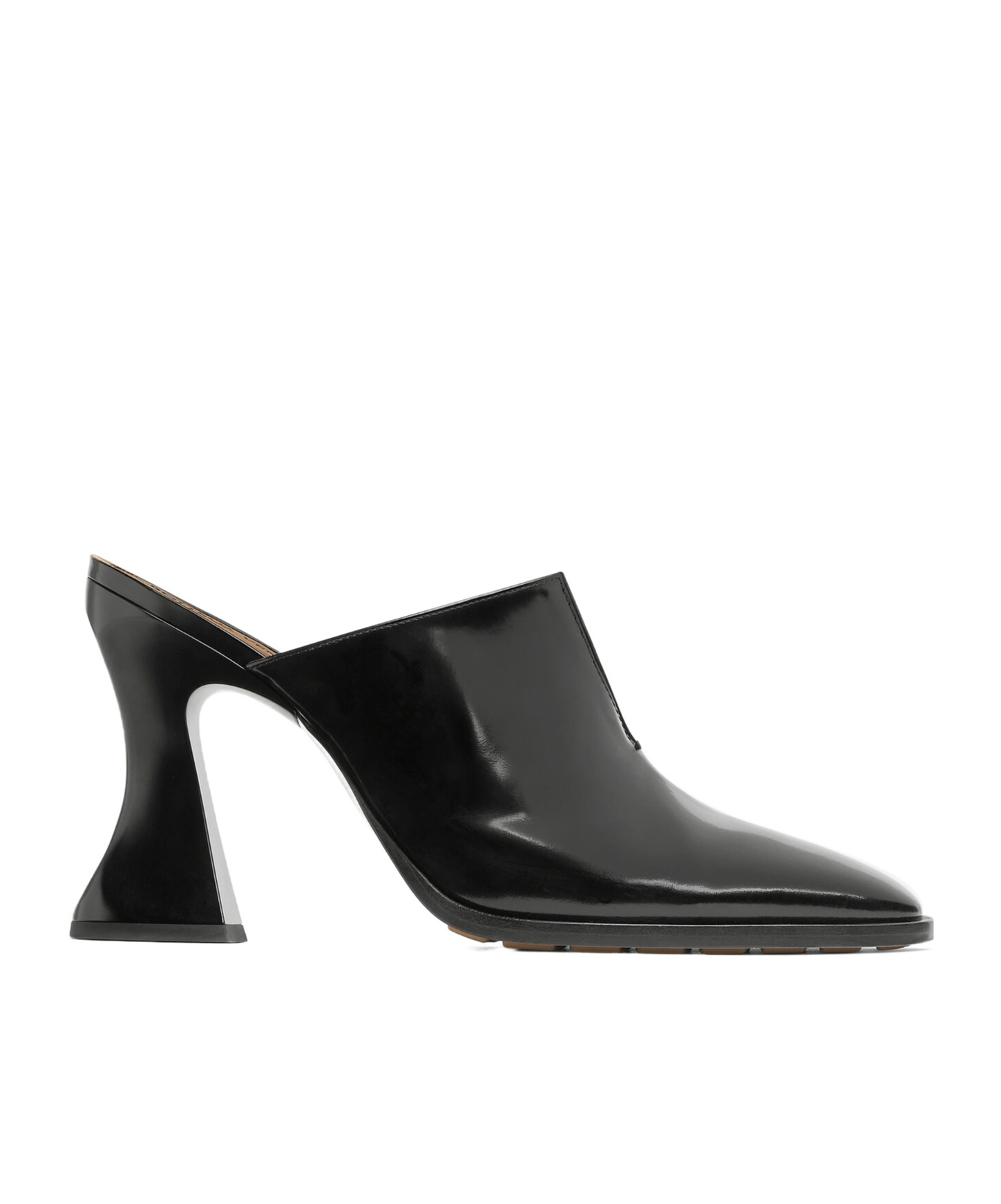Bottega Veneta Womens Black Cha Cha 100 Leather Curved-heel Mules In Black