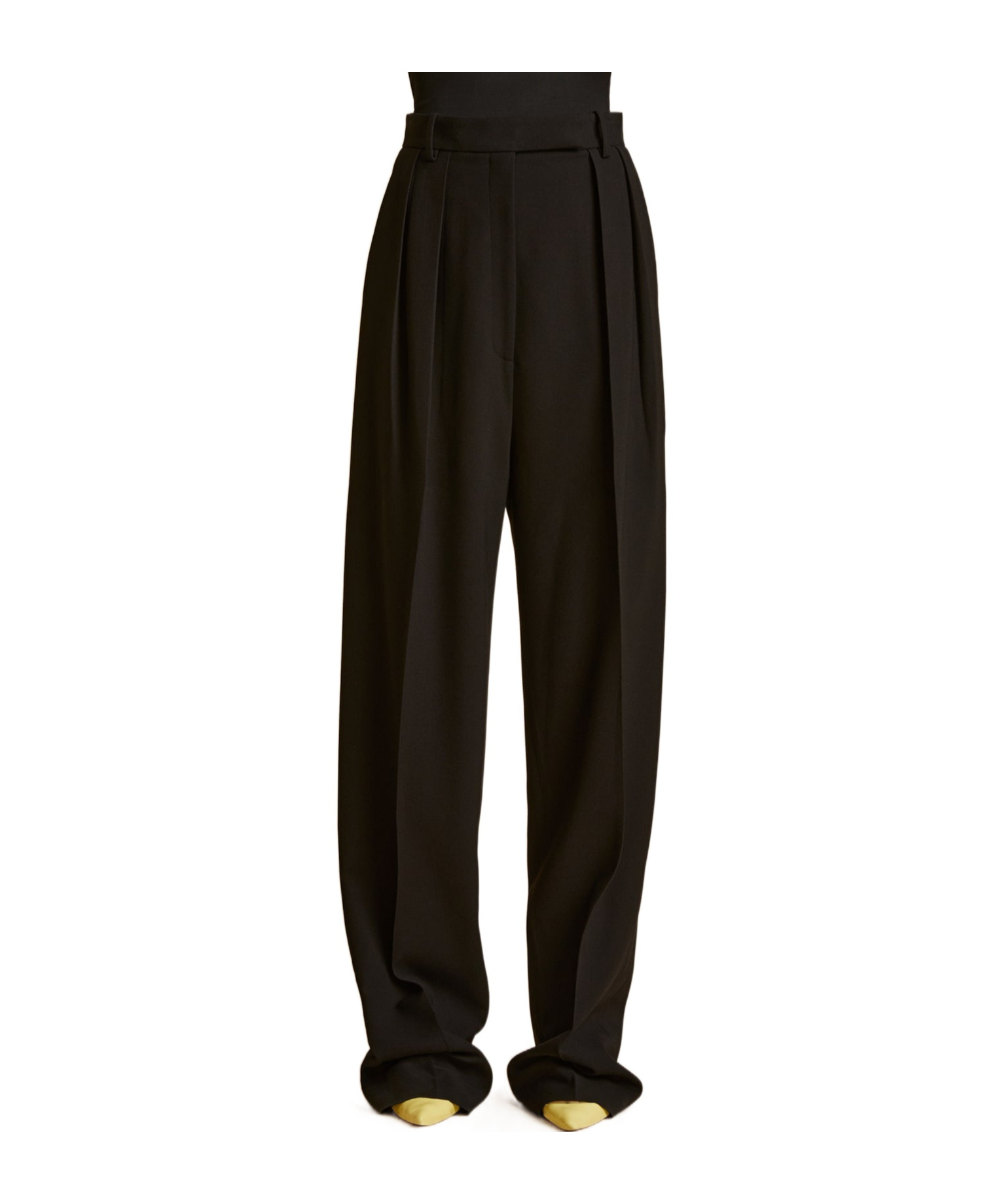 Khaite Cessie Pleated High-waisted Trousers In Black