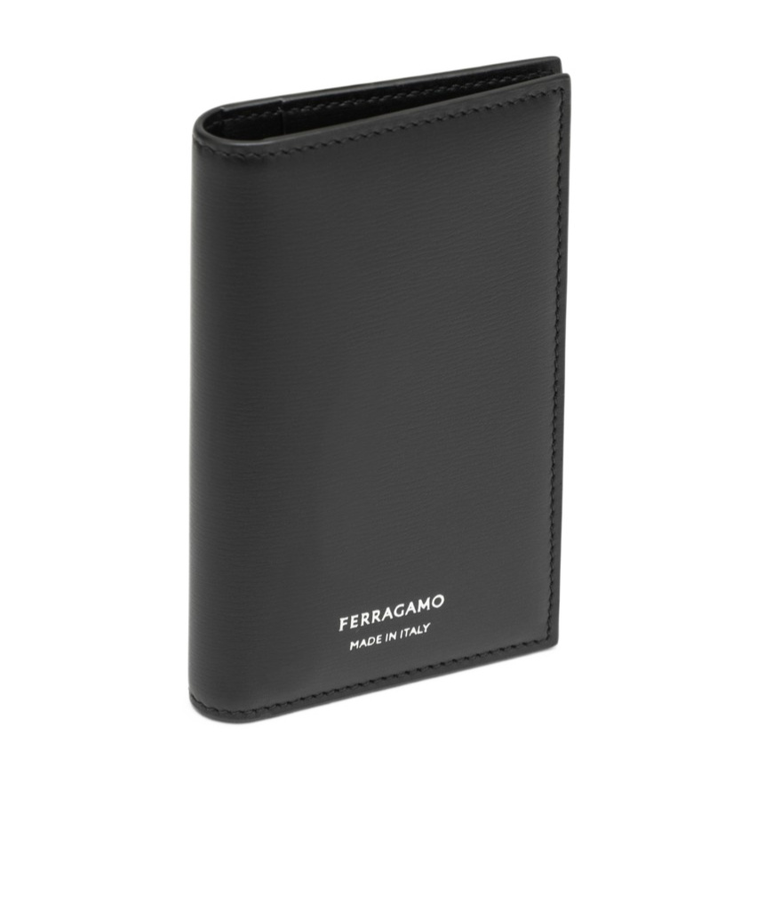 Ferragamo Compact Foldable Gancini Cardholder In Black