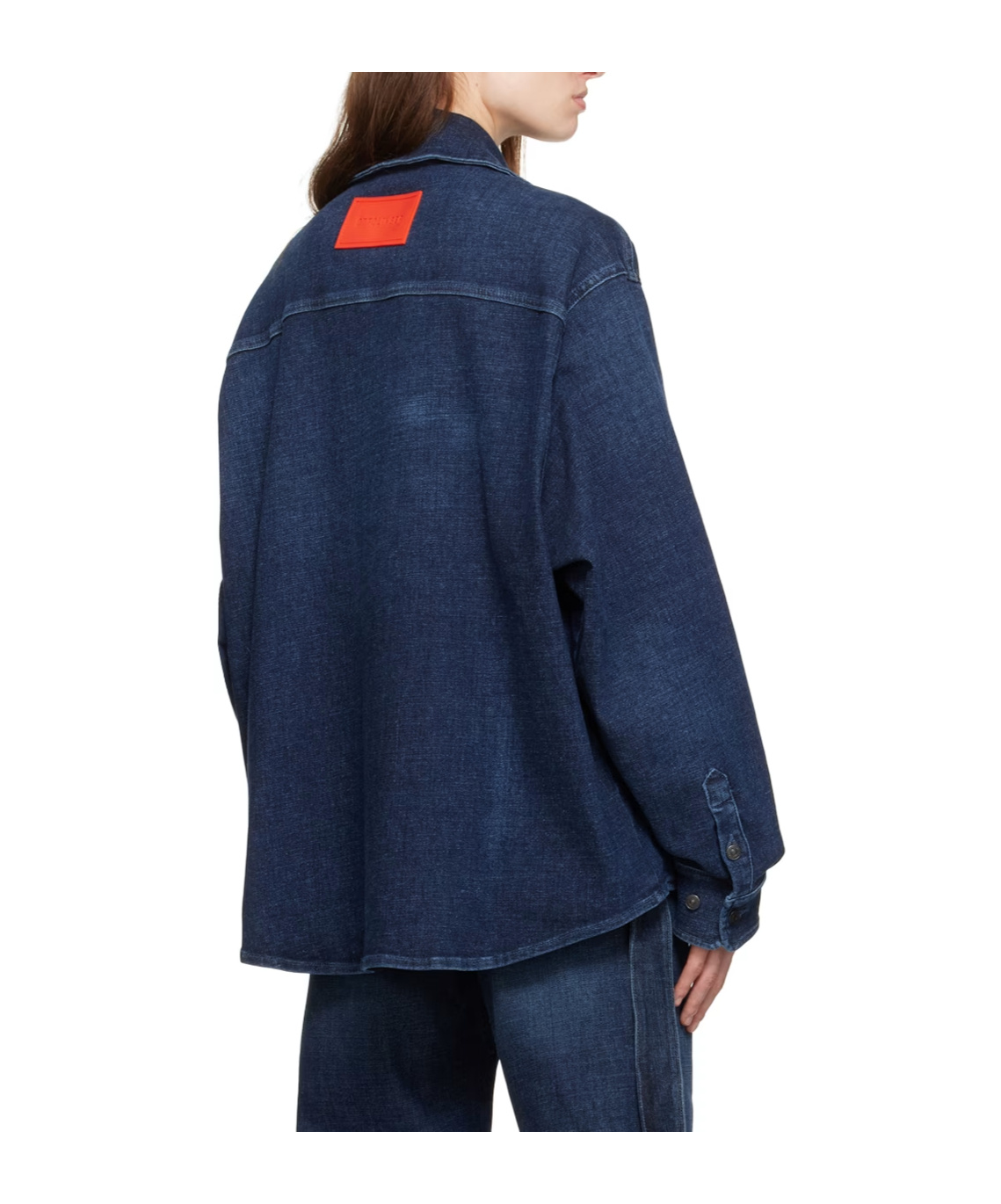 Ottolinger Square Collar Long-sleeved Denim Shirt In Blue