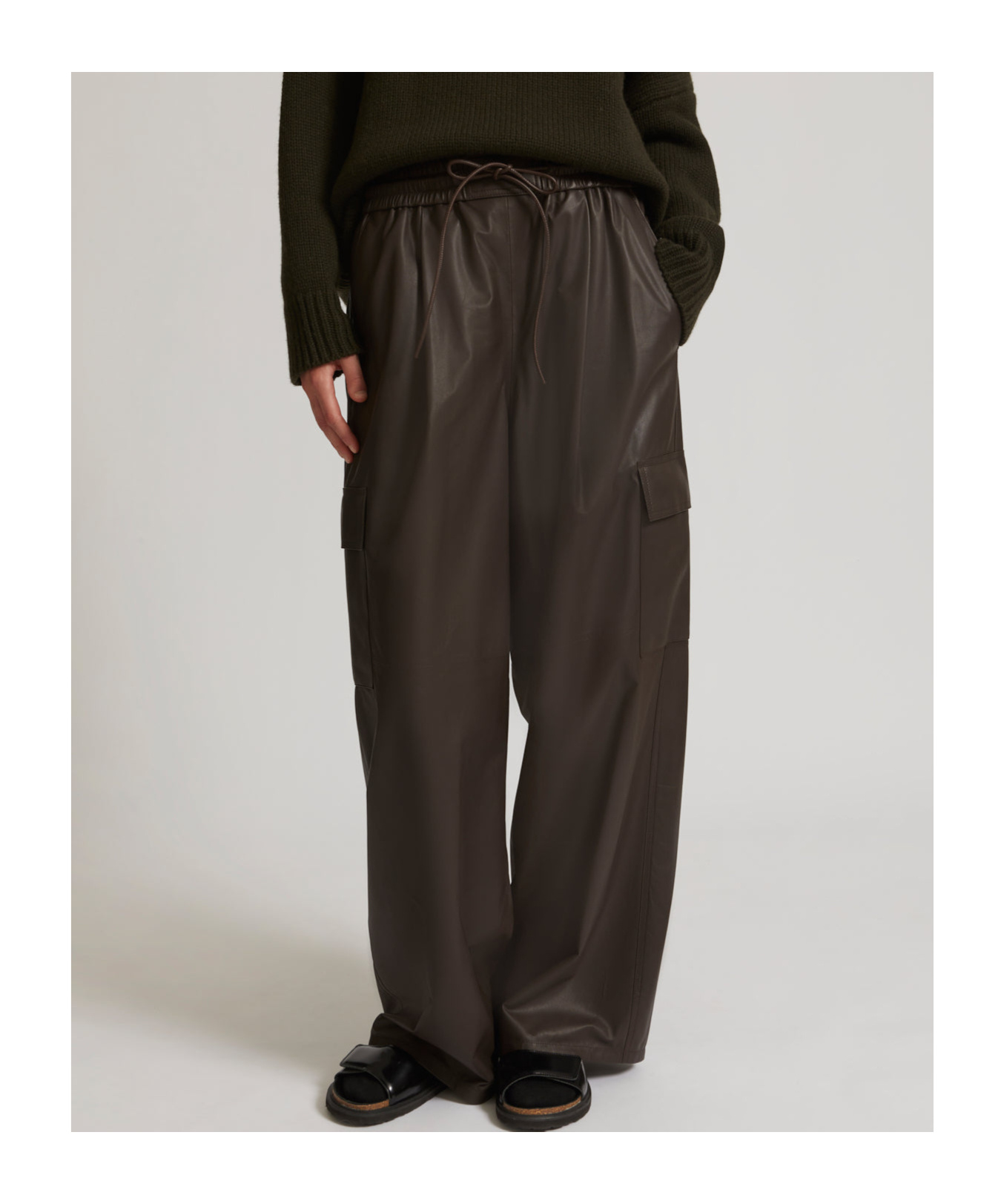 Yves Salomon Drawstring Casual Trousers In Brown