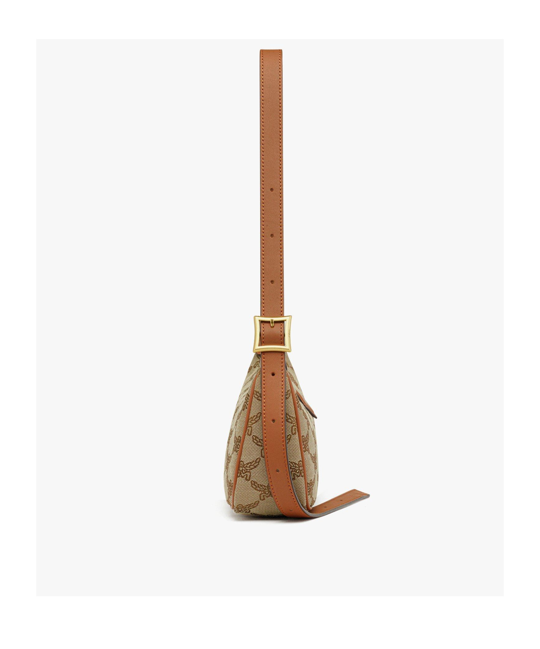 Mcm Lauretos Jacquard Small Himmel Shoulder Bag In Brown