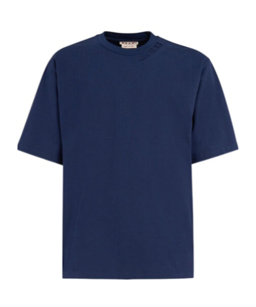 Marni Logo-patch Cotton T-shirt In Blue