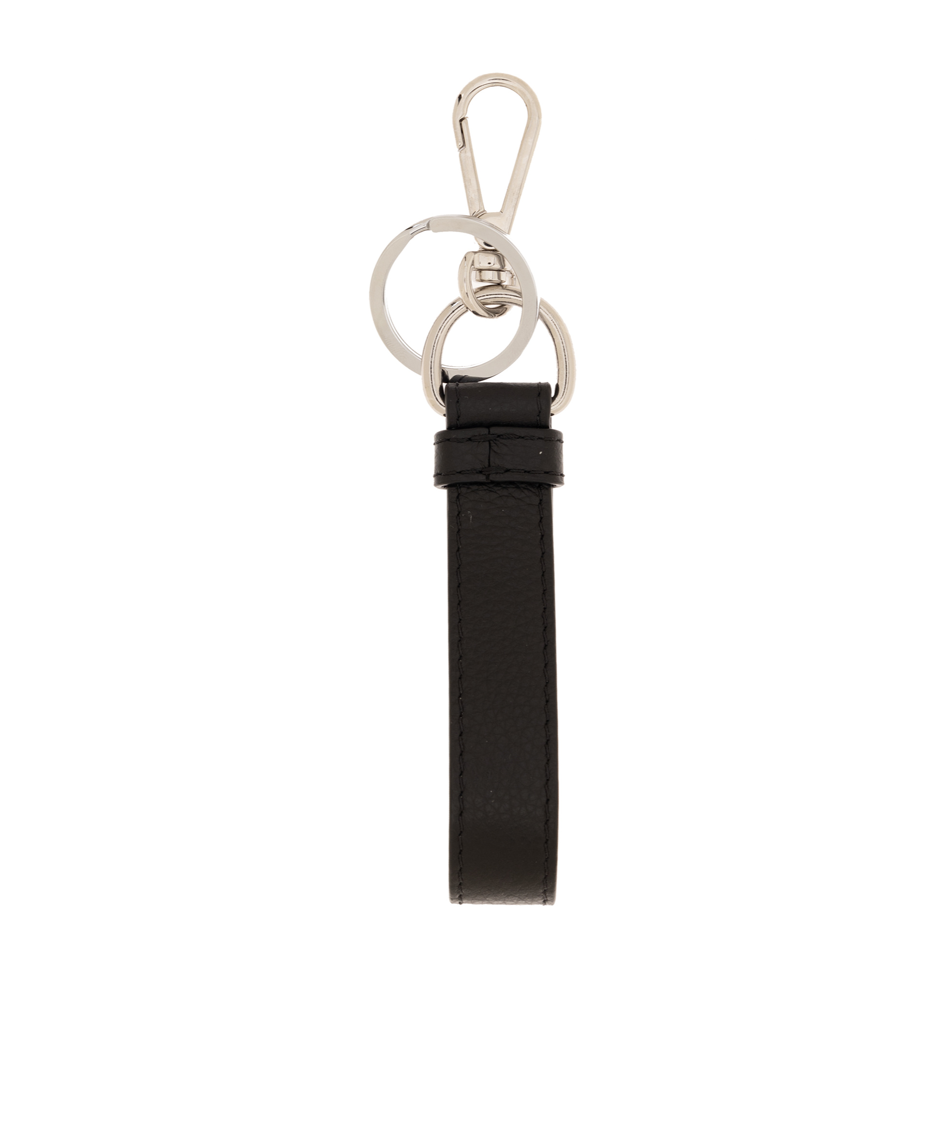 Marni Embroidered-logo Leather Keychain In Black