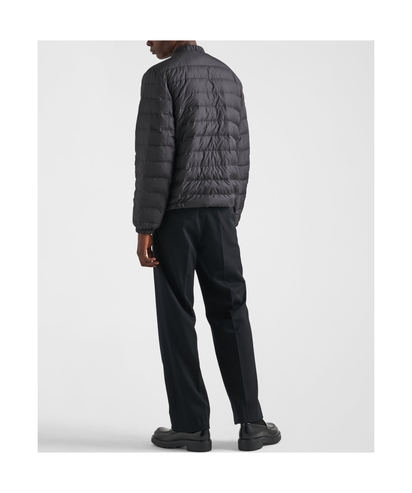 Prada Mens Black Triangle-logo Technical Shell-down Jacket In Black
