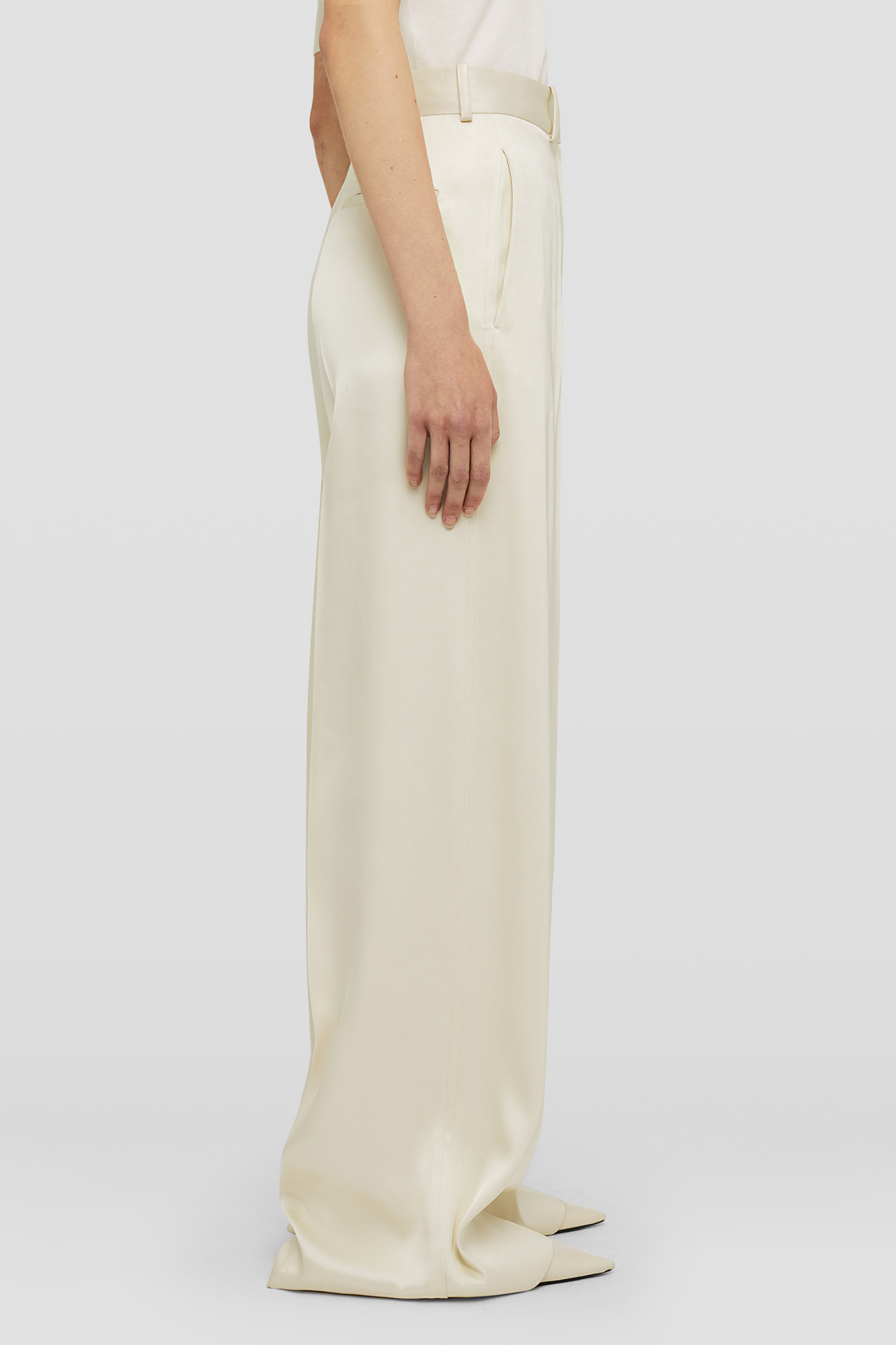Jil Sander Wide Cream Trousers In Blend In White