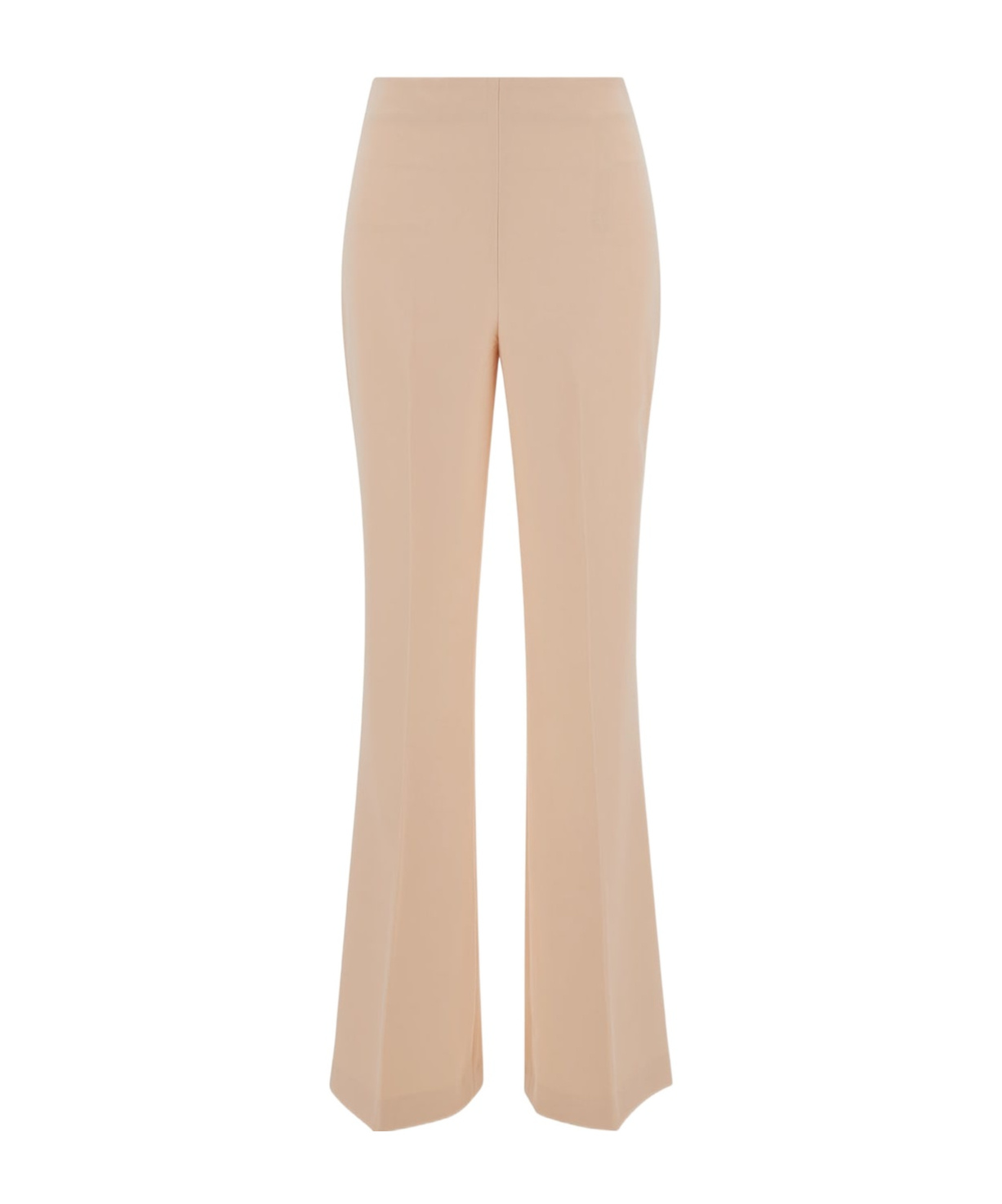 Twinset Pantaloni Svasati Con Placca Logo In Nude