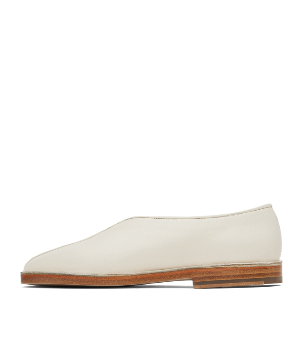 Lemaire Off-white Flat Piped Slippers In White