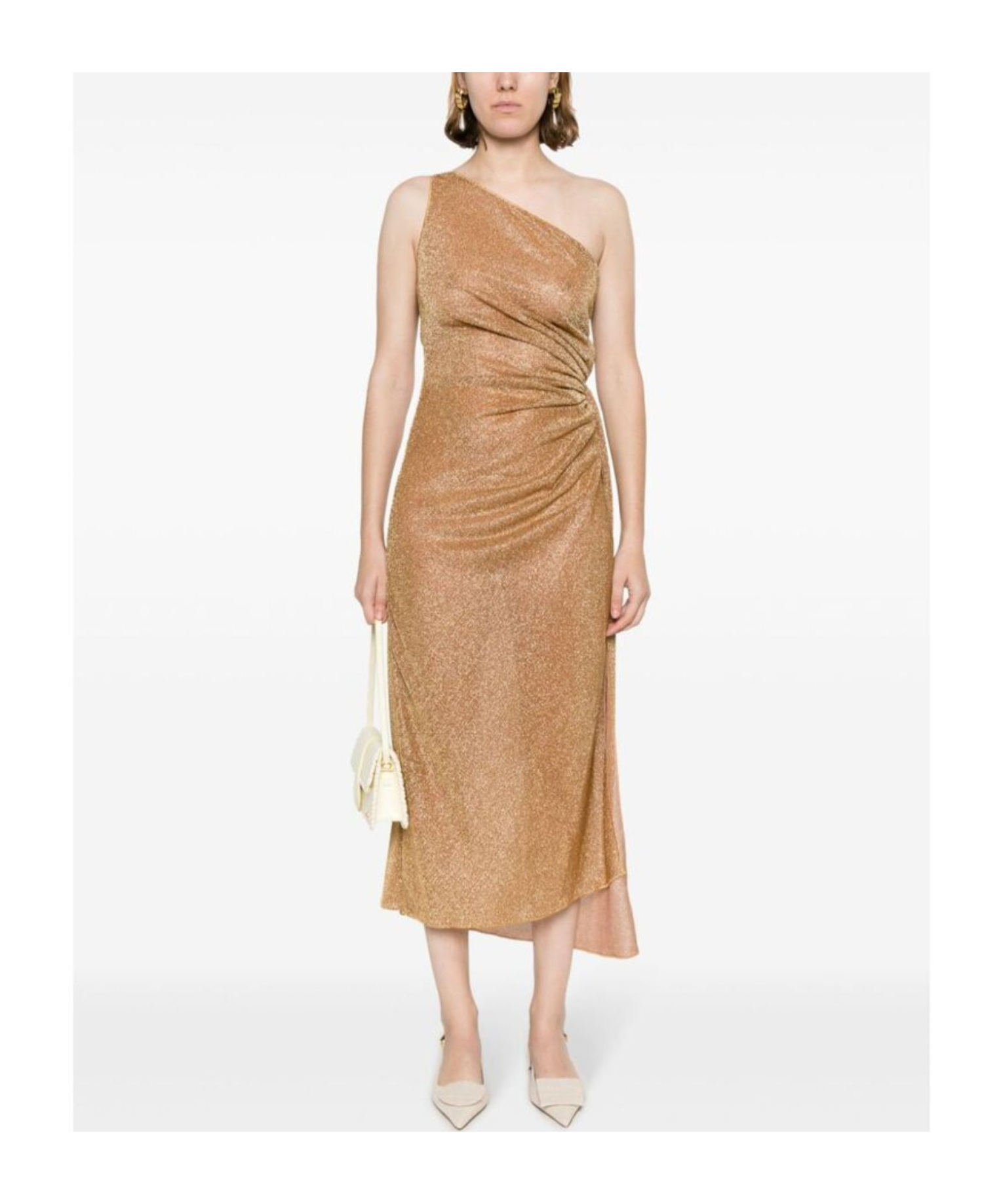 Oseree Oséree Metallic Midi Dress Embellished With Knots In Brown