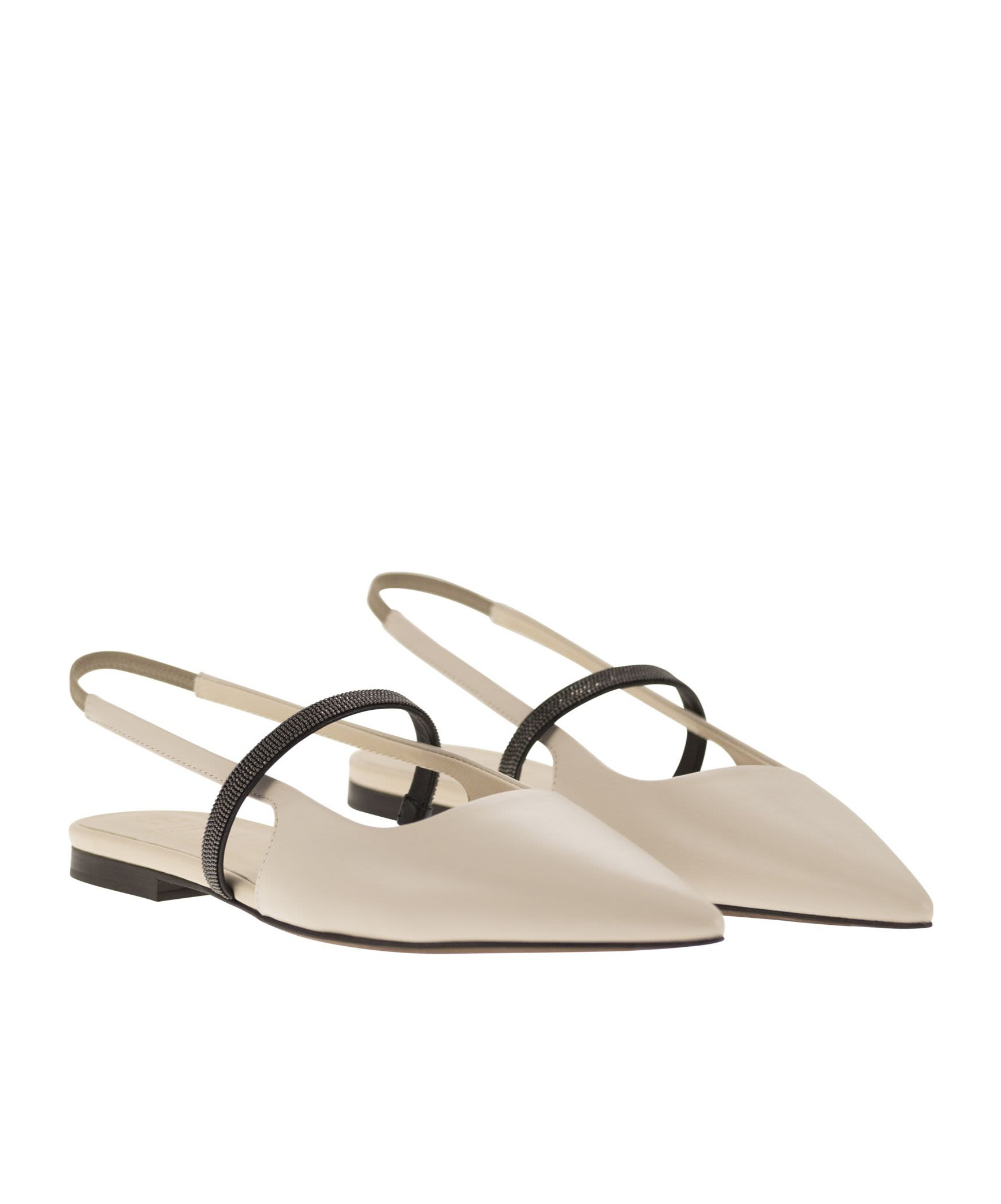 Brunello Cucinelli Slingback Flats In Nude