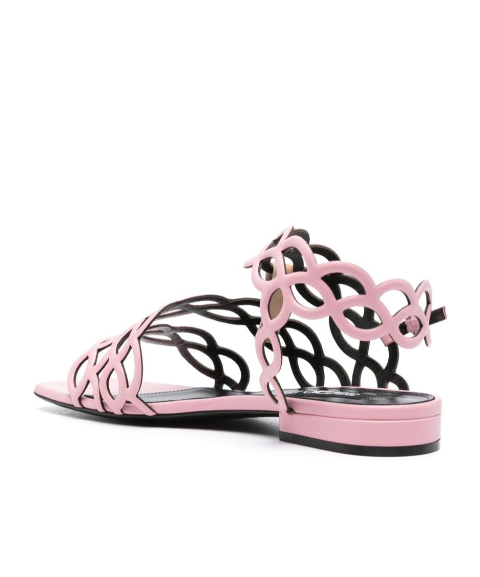 Sergio Rossi Spiral Square Strappy Sandals In Pink