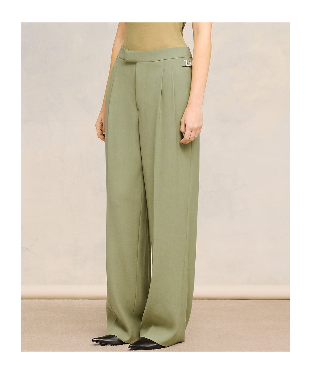 AMI ALEXANDRE MATTIUSSI AMI PARIS HIGH WAIST STRAIGHT LEG PANTS