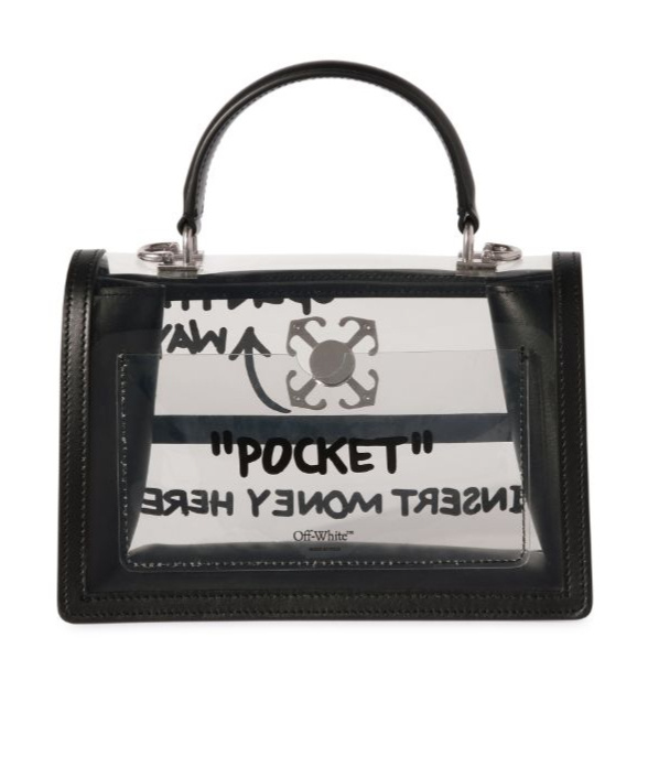 Off-white Jitney 1.4 Transparent-design Tote Bag In Black