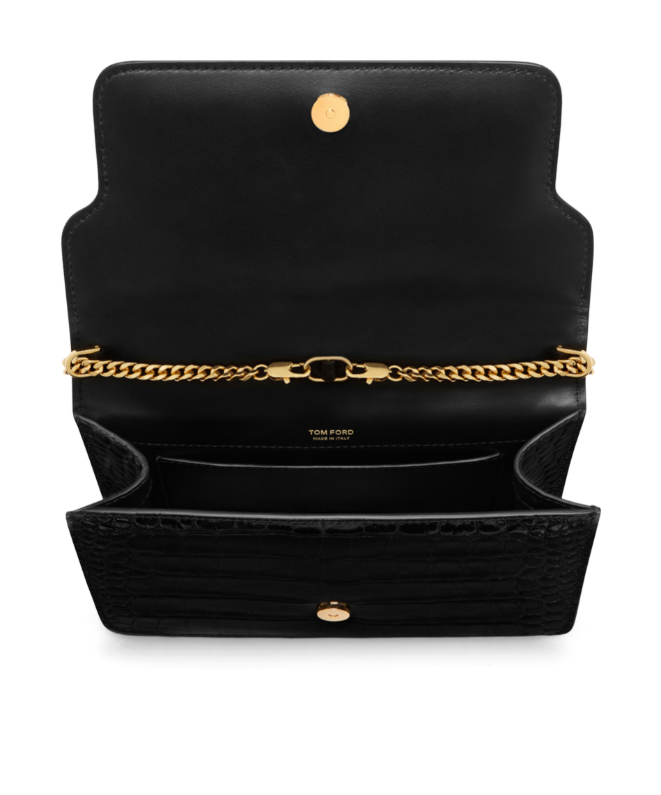 Tom Ford Whitney Crocodile-effect Shoulder Bag In Black