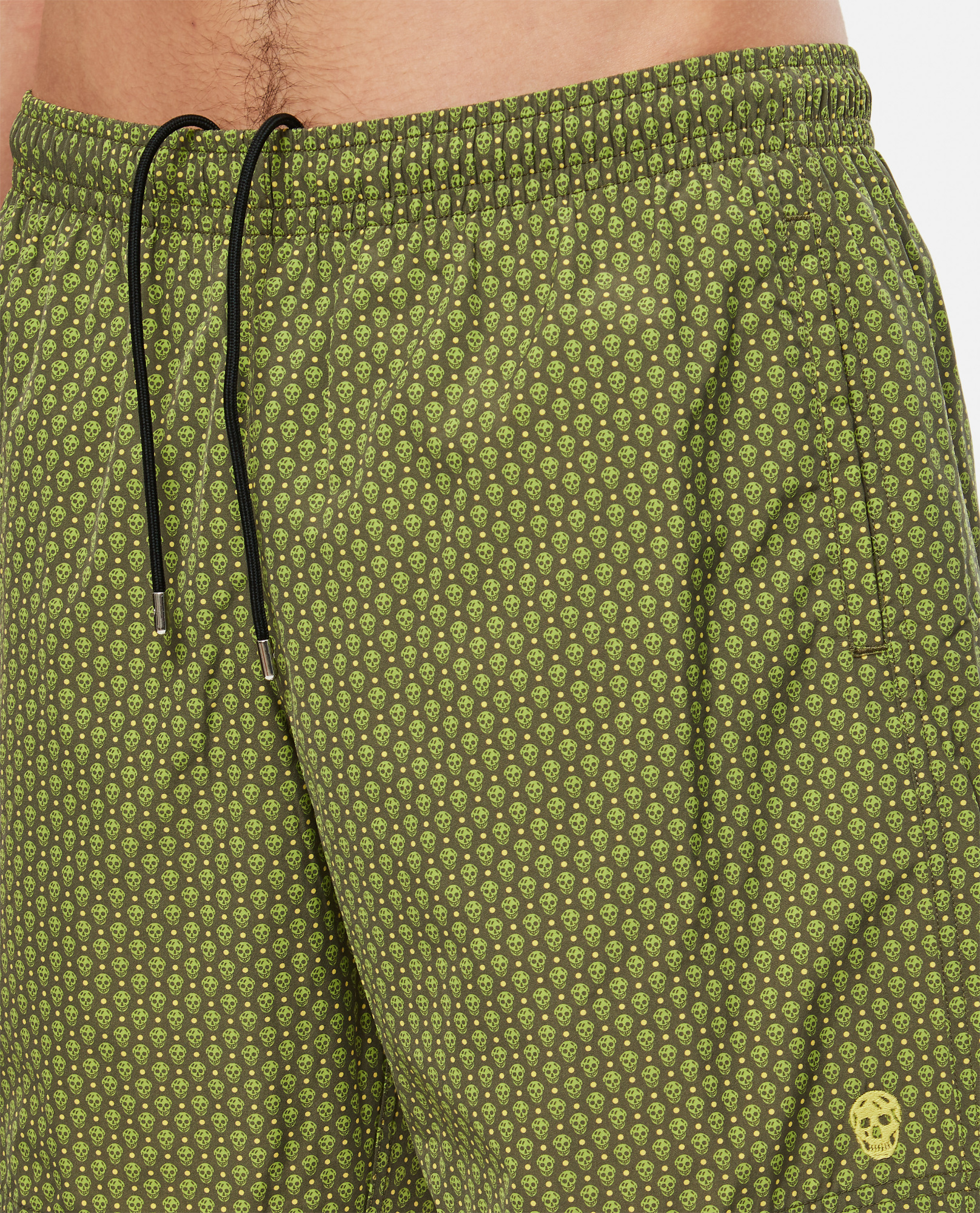 Alexander Mcqueen Green Dots Skull Swim Shorts In Green