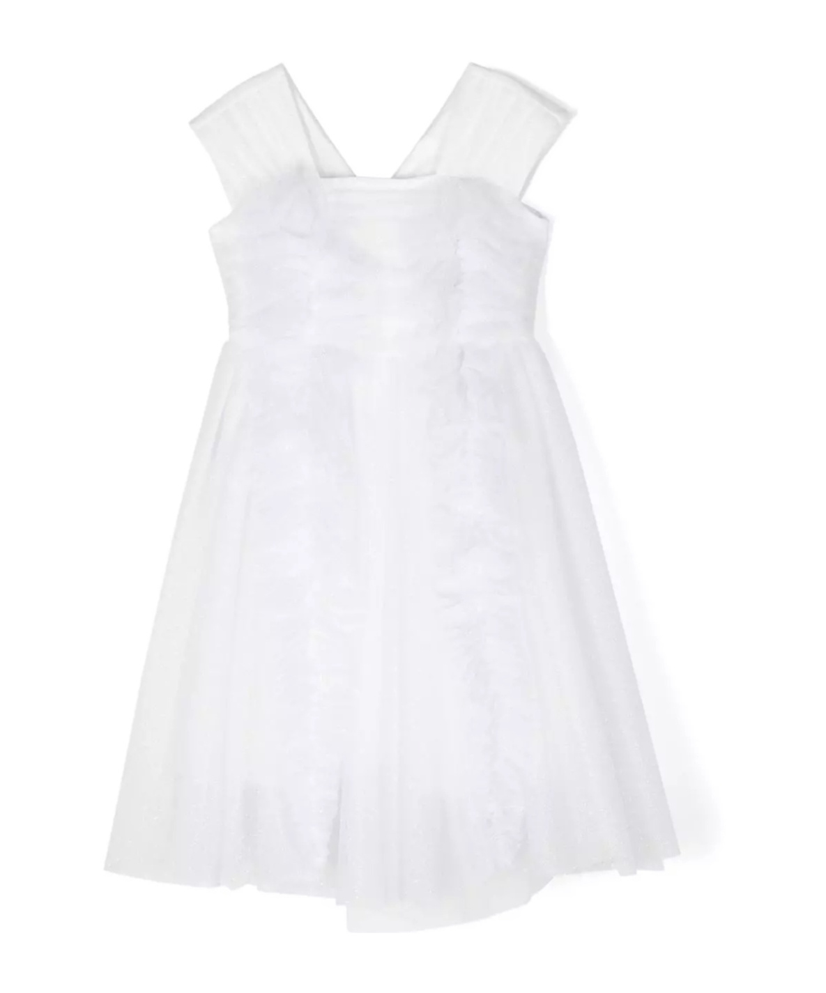 Monnalisa Glitter Tulle Party Dress In White