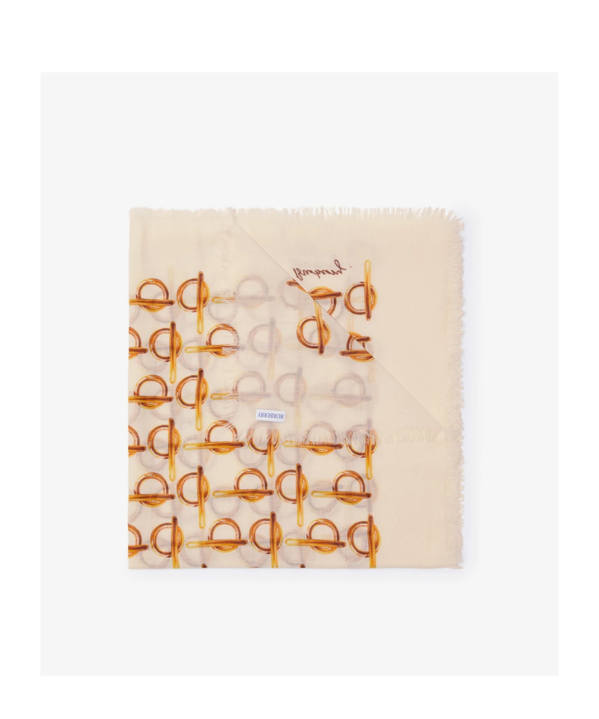 Burberry B-print Wool Scarf In Nude