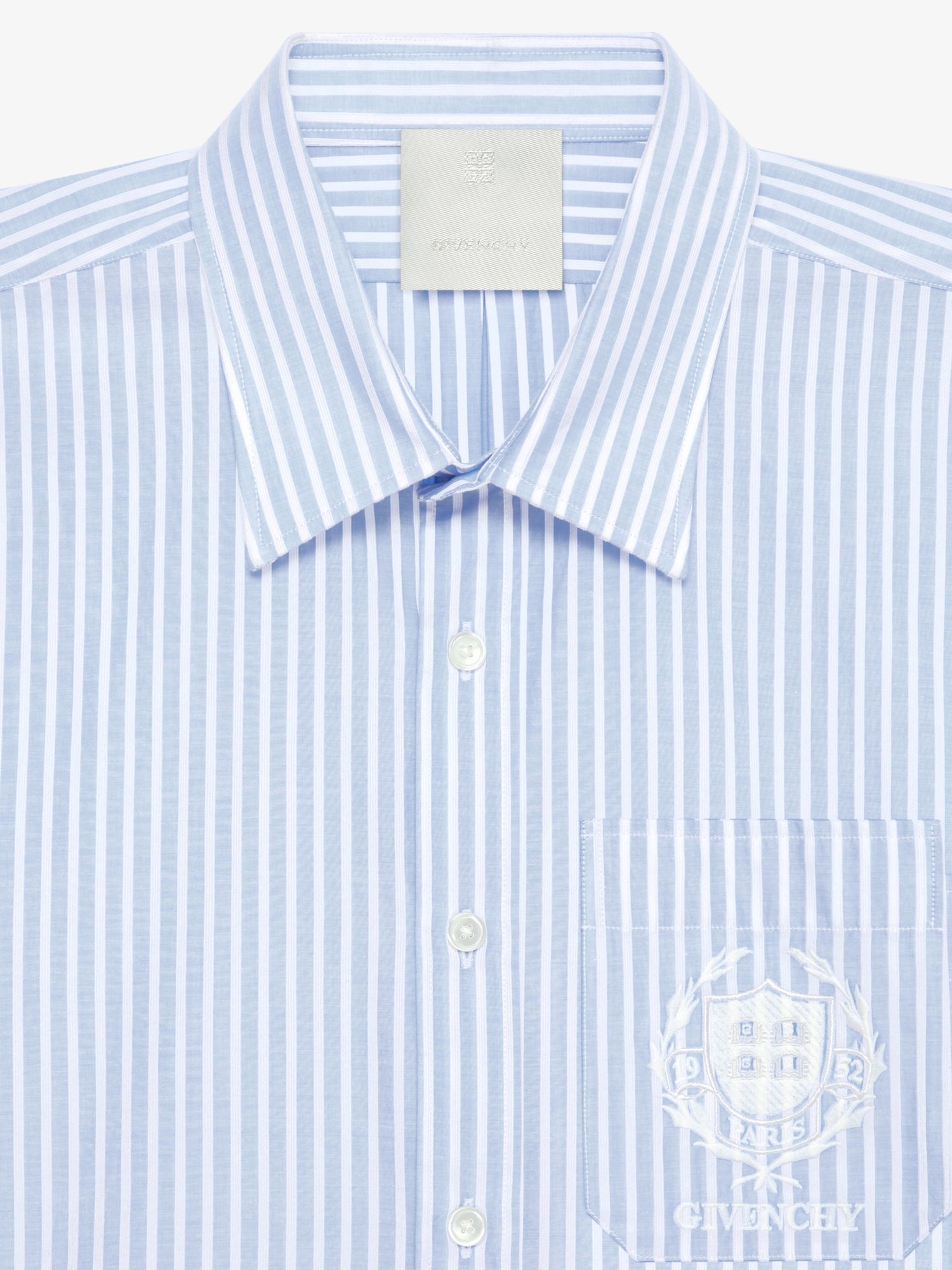 Givenchy Striped  Crest Shirt In Cotton In Blue