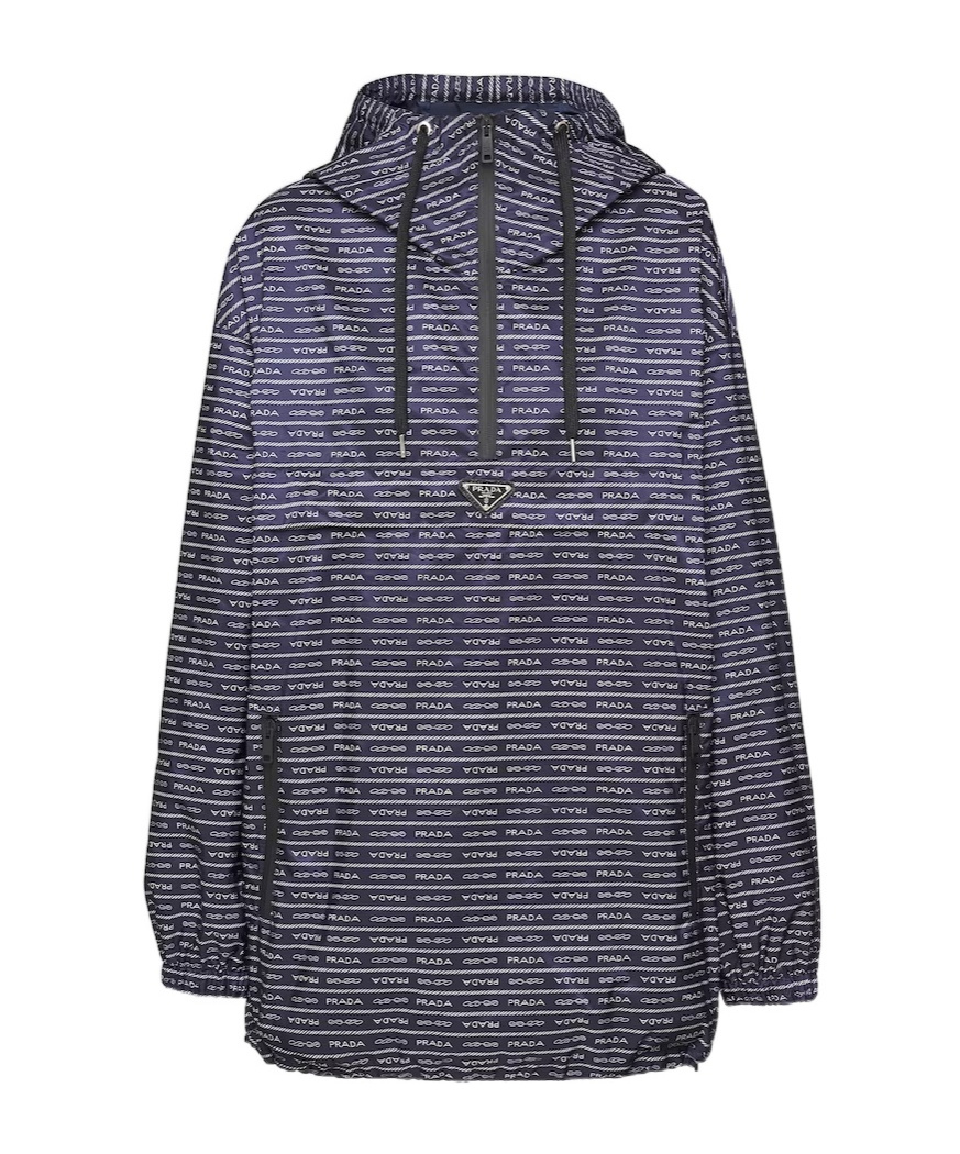 Prada Logo-print Nylon Blouson Jacket In Black