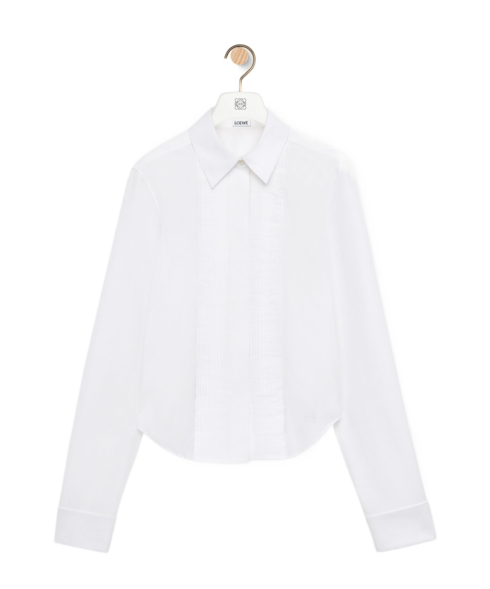 Loewe Pleated Bib-front Wingtip Collared Striped Shirt In White