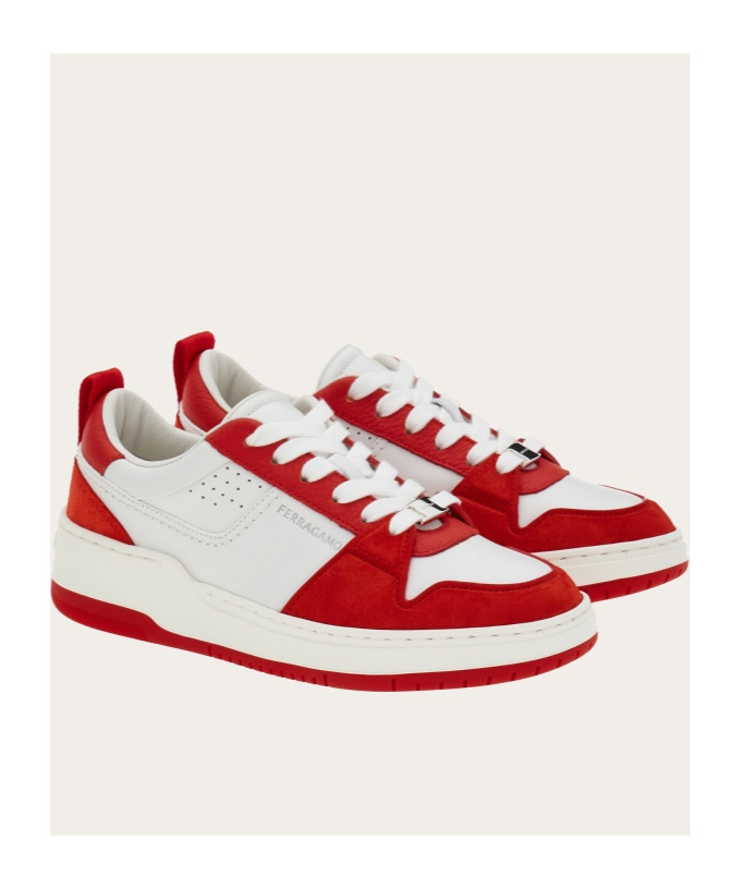 Ferragamo Panelled Leather Sneakers In White